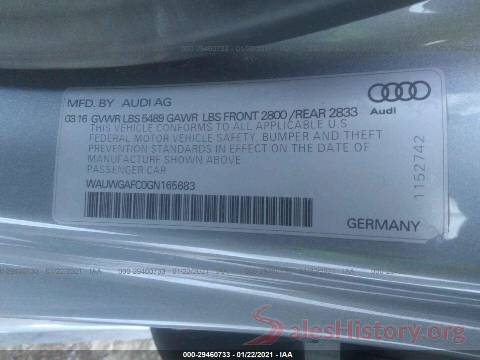 WAUWGAFC0GN165683 2016 AUDI A7