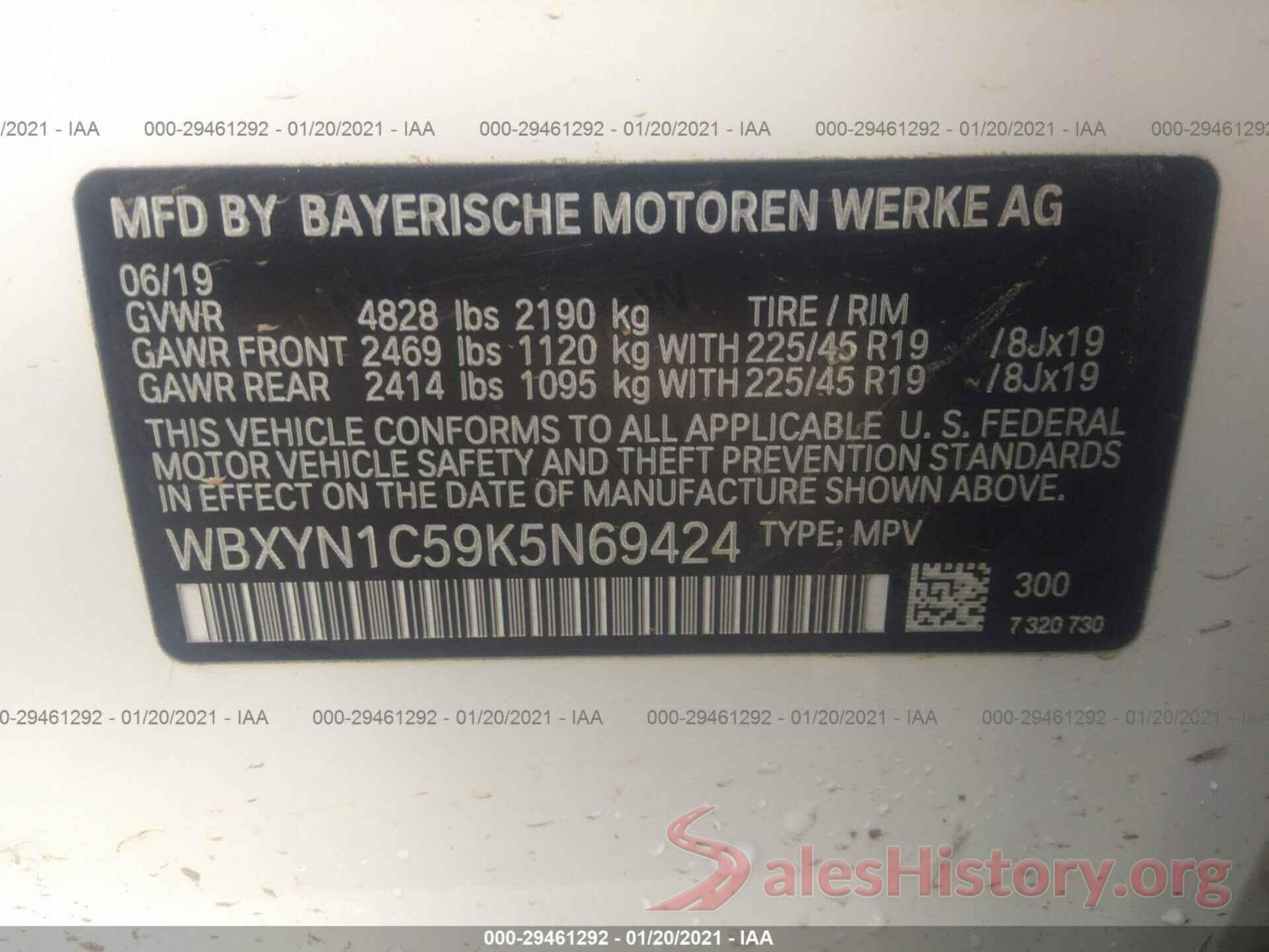 WBXYN1C59K5N69424 2019 BMW X2