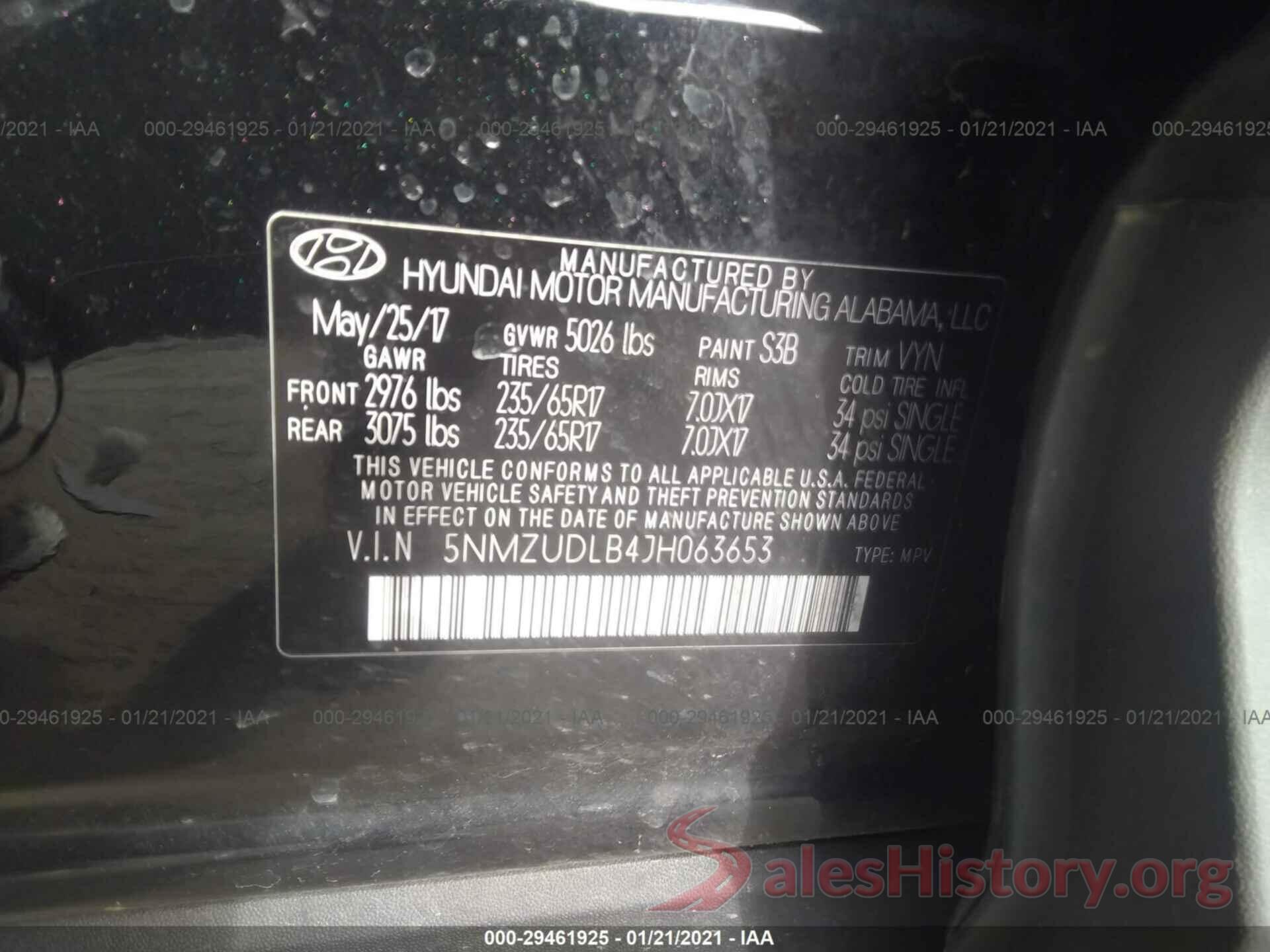 5NMZUDLB4JH063653 2018 HYUNDAI SANTA FE SPORT