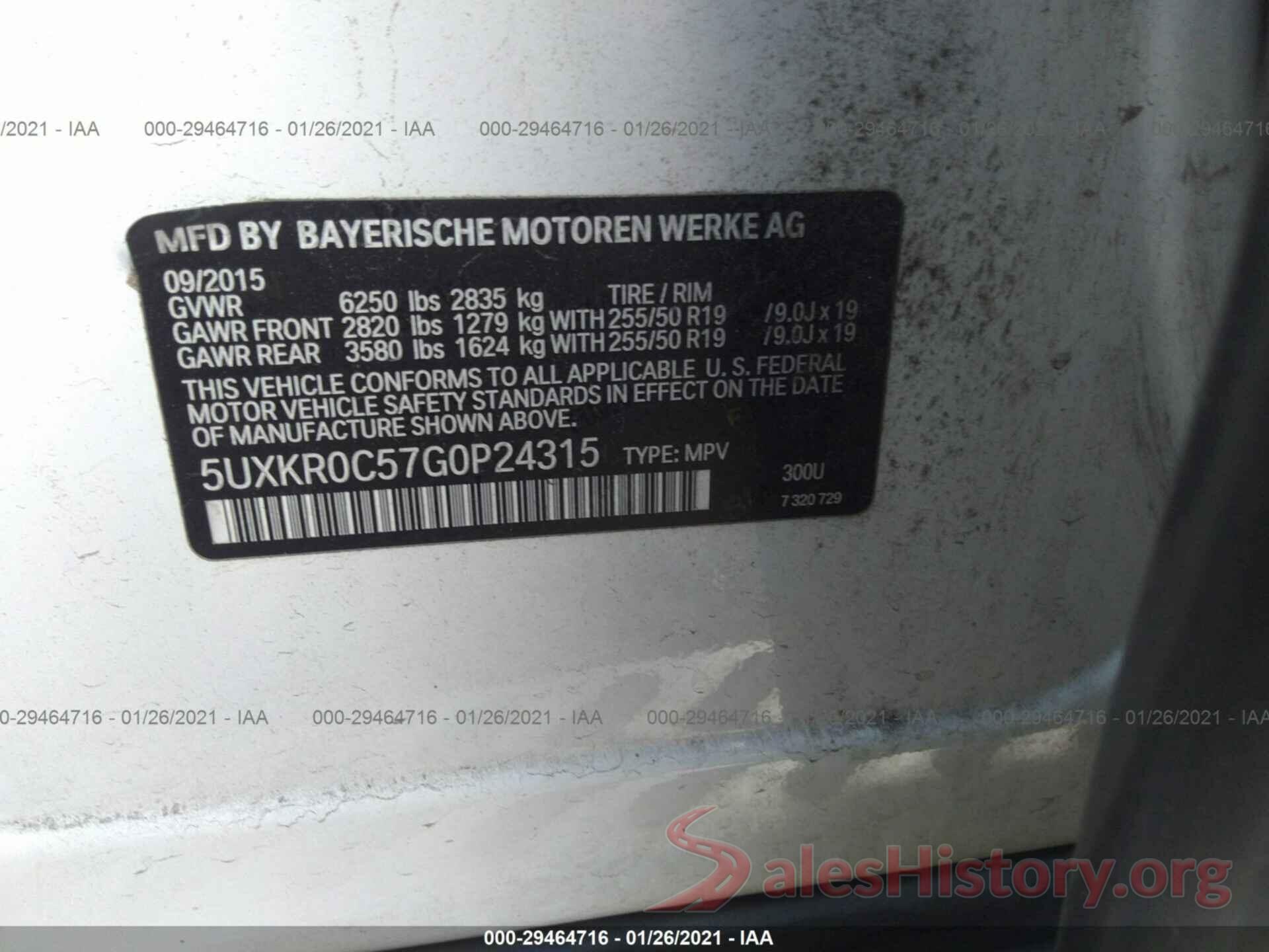 5UXKR0C57G0P24315 2016 BMW X5