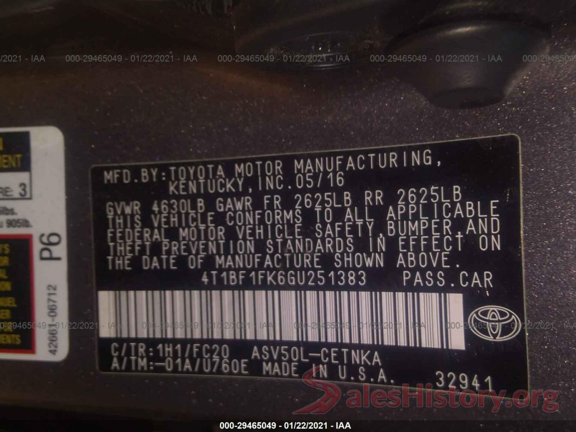 4T1BF1FK6GU251383 2016 TOYOTA CAMRY