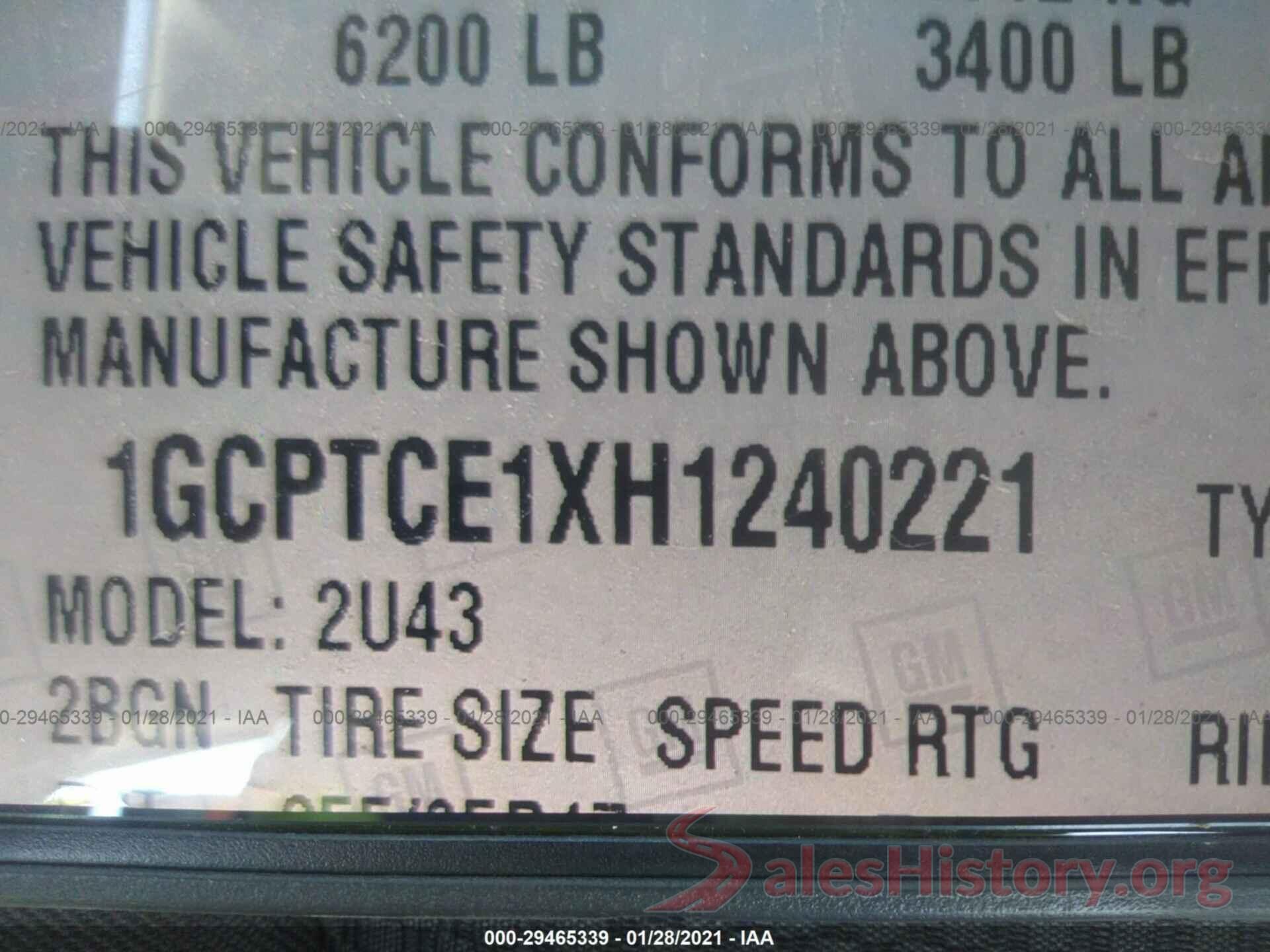 1GCPTCE1XH1240221 2017 CHEVROLET COLORADO