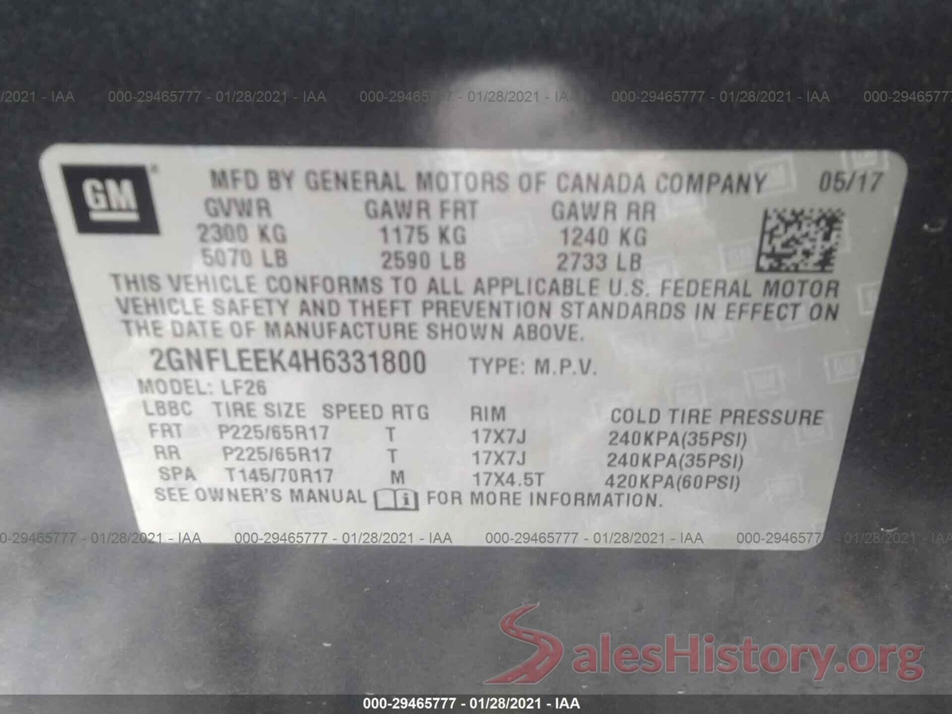 2GNFLEEK4H6331800 2017 CHEVROLET EQUINOX