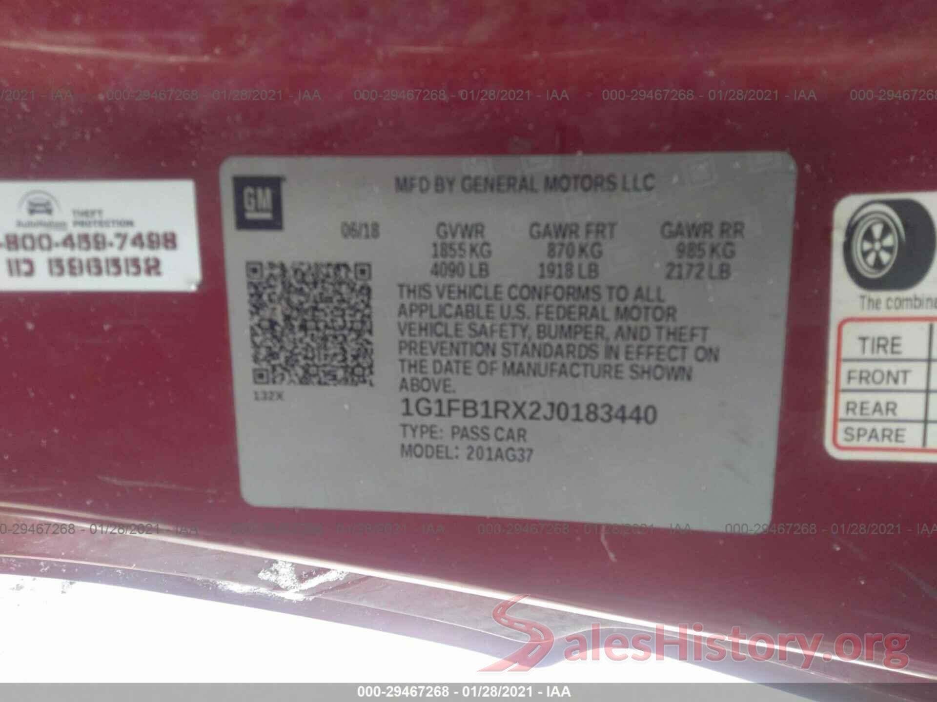 1G1FB1RX2J0183440 2018 CHEVROLET CAMARO