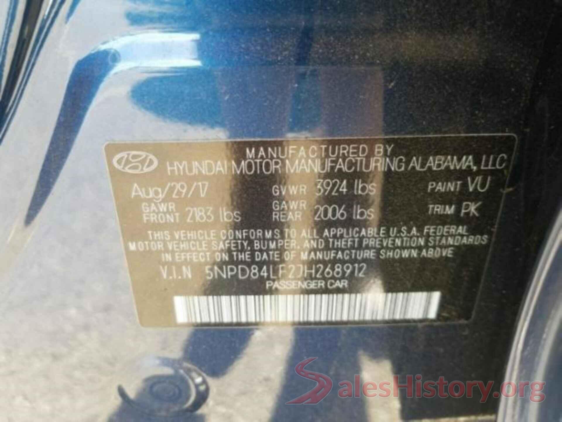 5NPD84LF2JH268912 2018 HYUNDAI ELANTRA