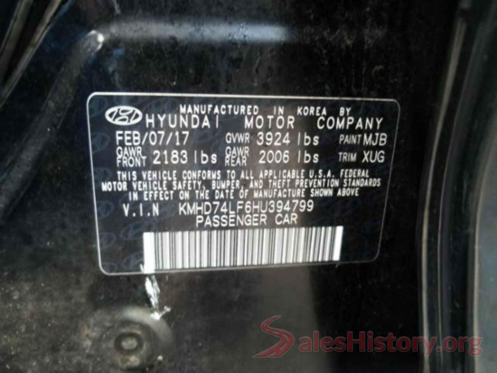 KMHD74LF6HU394799 2017 HYUNDAI ELANTRA