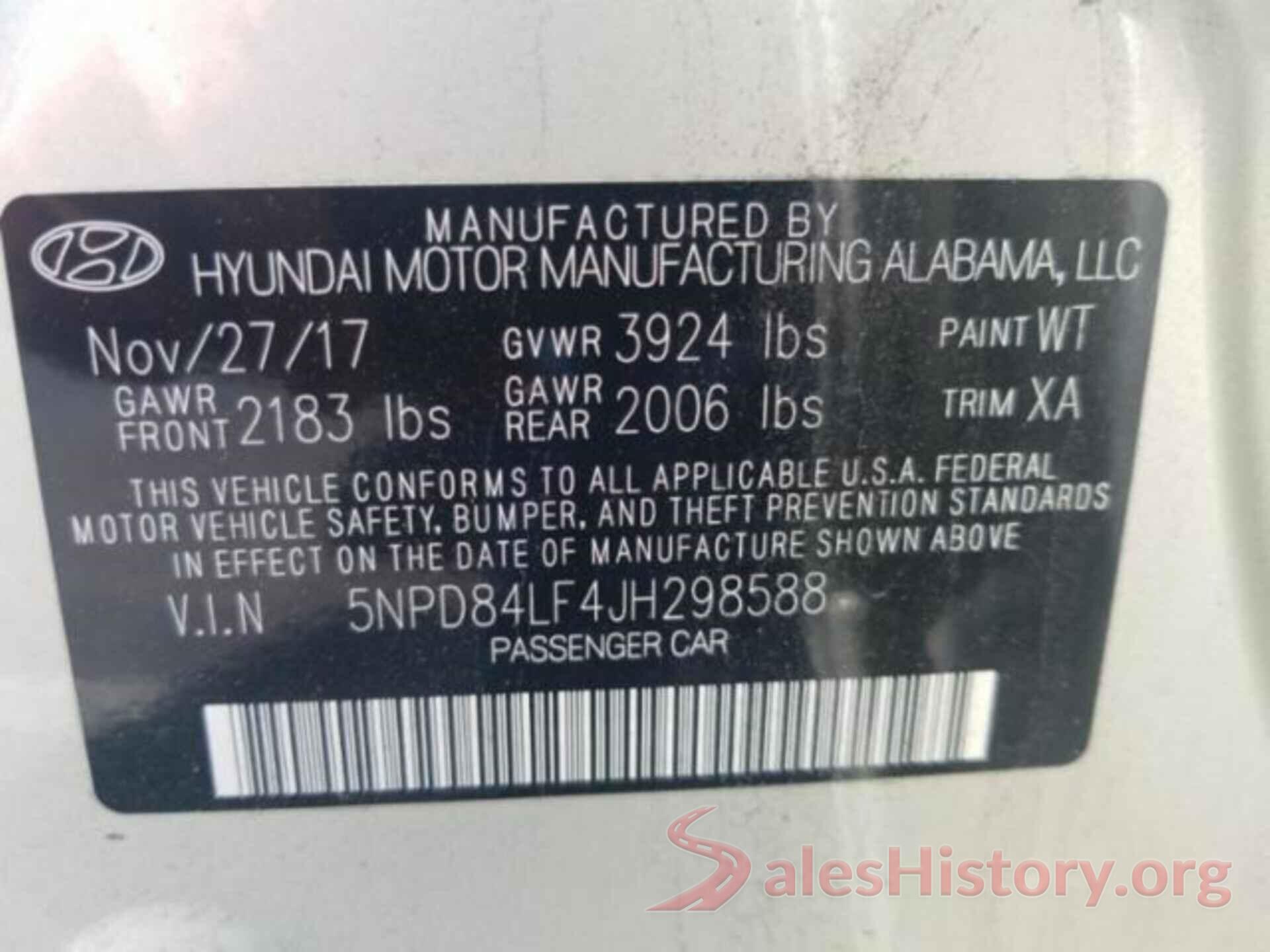 5NPD84LF4JH298588 2018 HYUNDAI ELANTRA