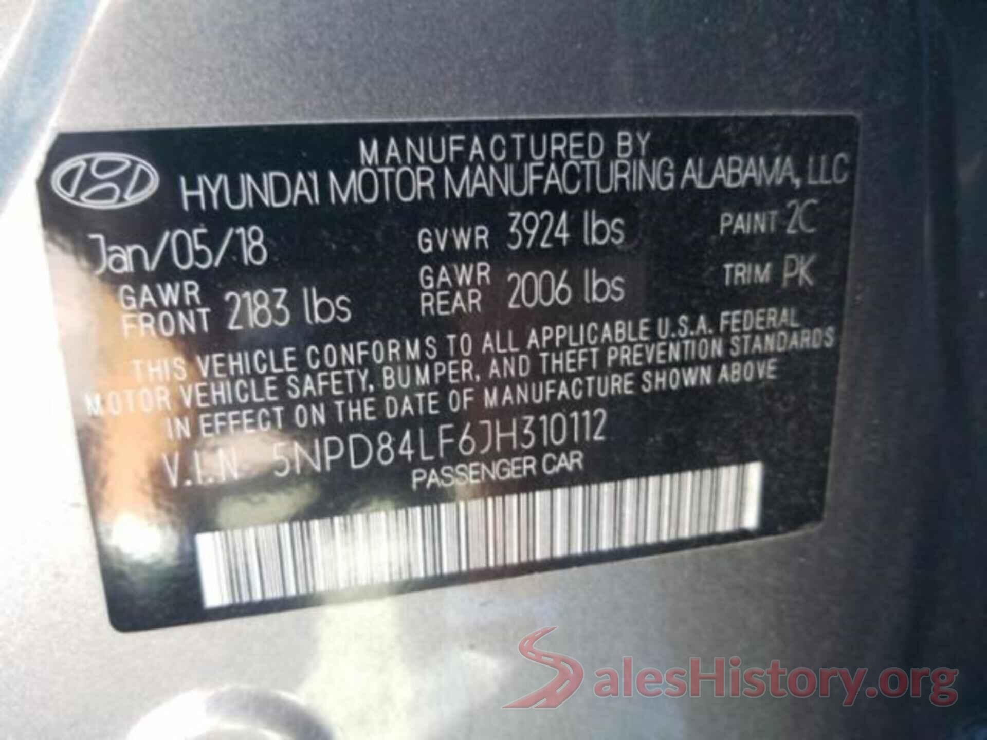 5NPD84LF6JH310112 2018 HYUNDAI ELANTRA