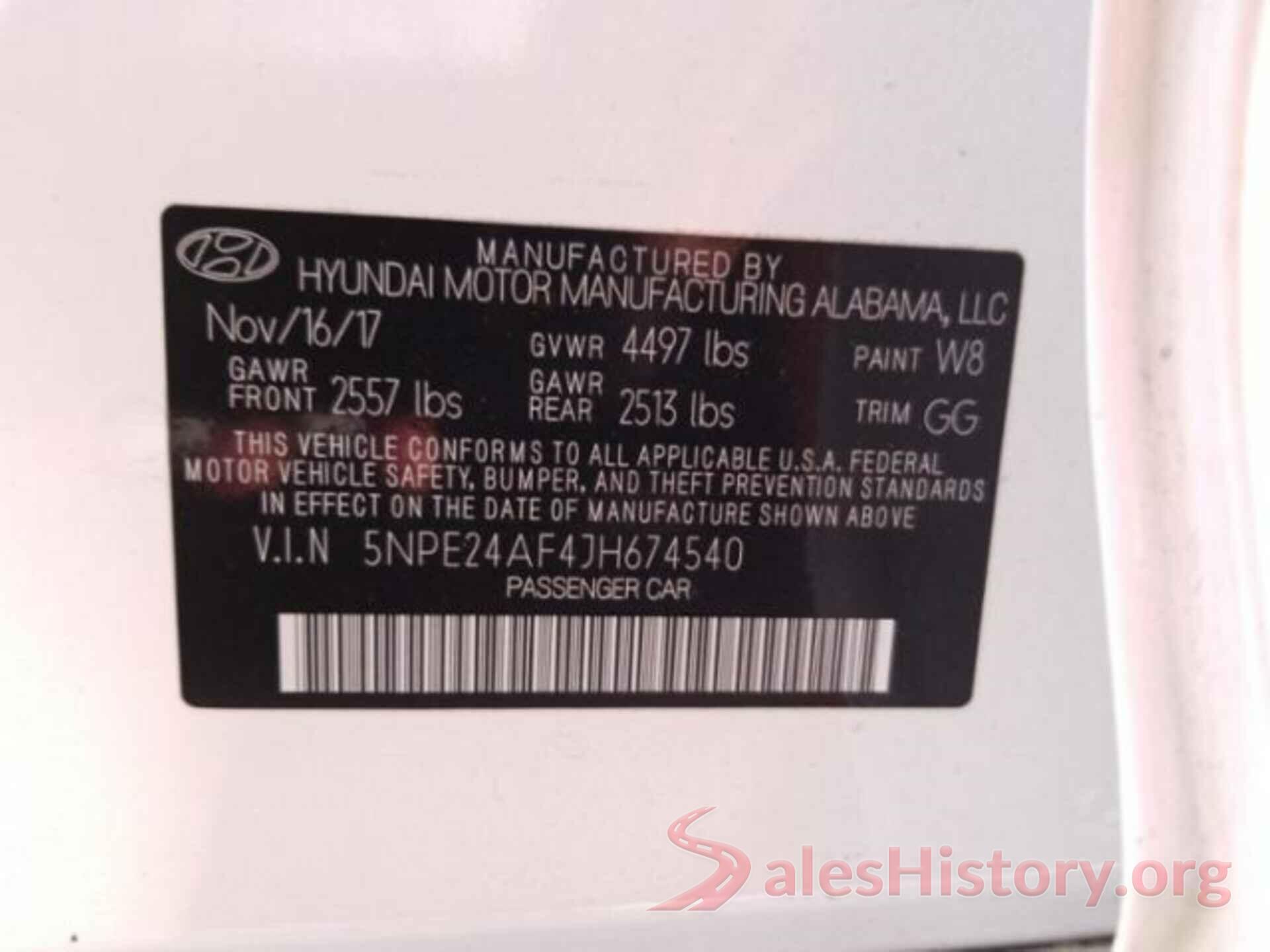 5NPE24AF4JH674540 2018 HYUNDAI SONATA