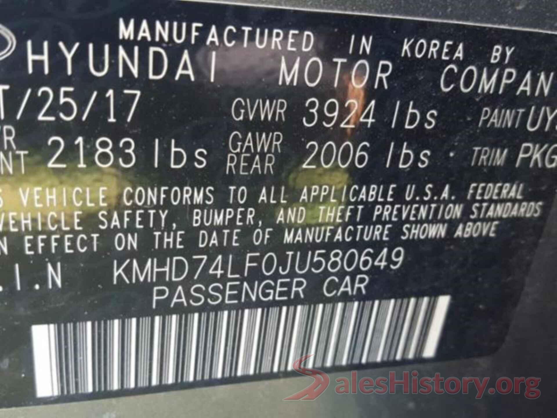 KMHD74LF0JU580649 2018 HYUNDAI ELANTRA