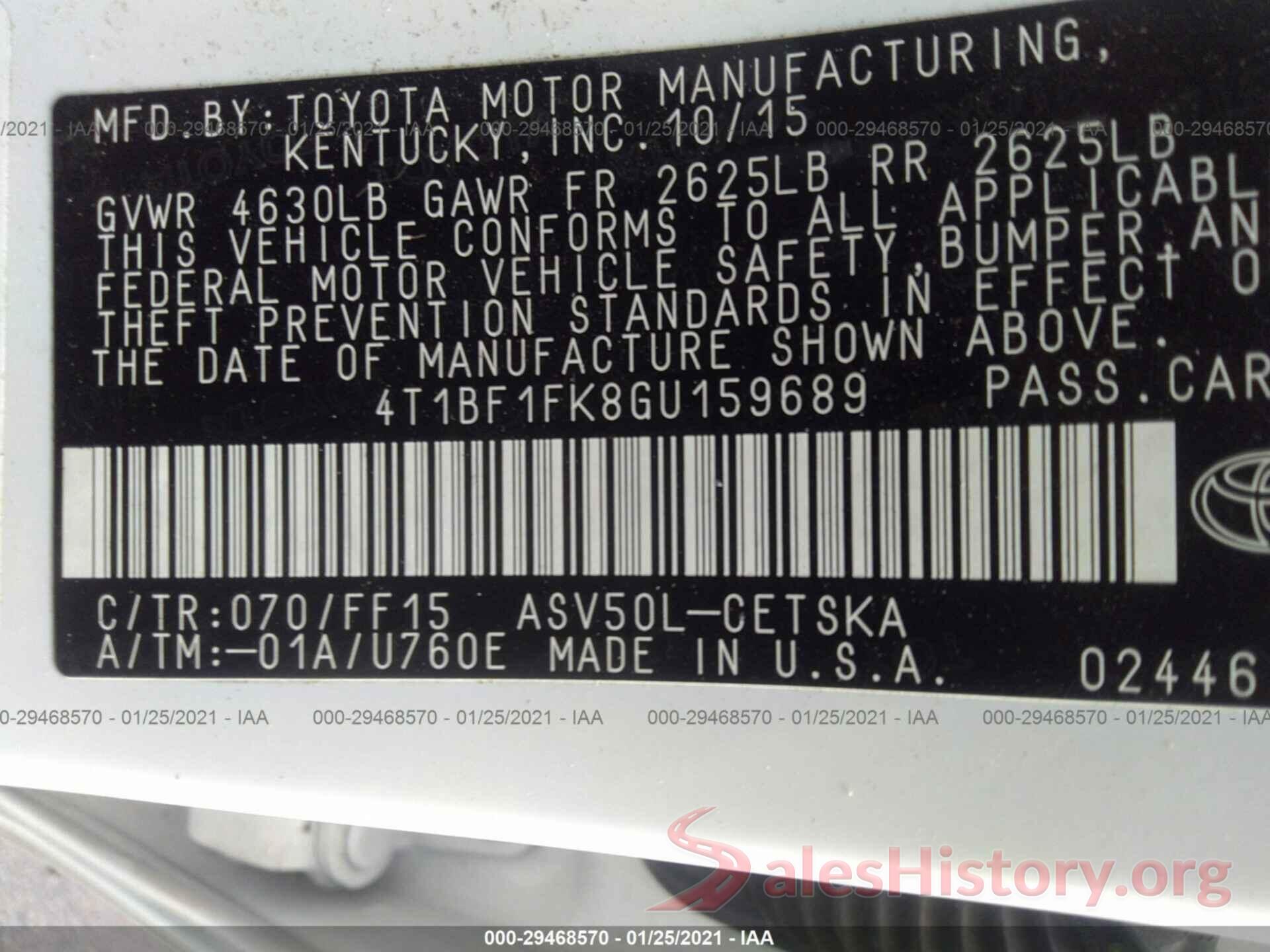 4T1BF1FK8GU159689 2016 TOYOTA CAMRY