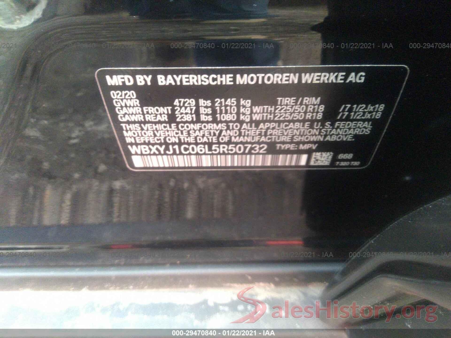 WBXYJ1C06L5R50732 2020 BMW X2