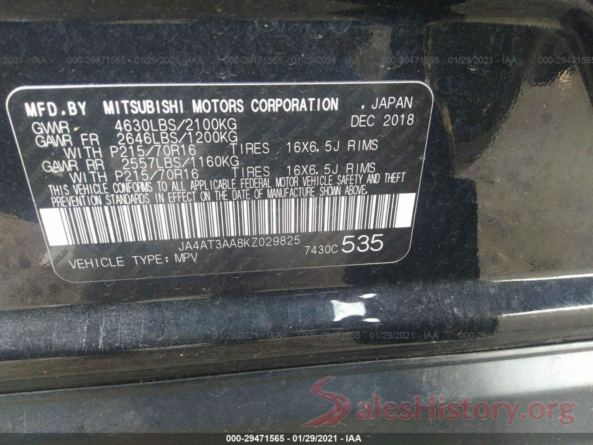 JA4AT3AA8KZ029825 2019 MITSUBISHI ECLIPSE CROSS