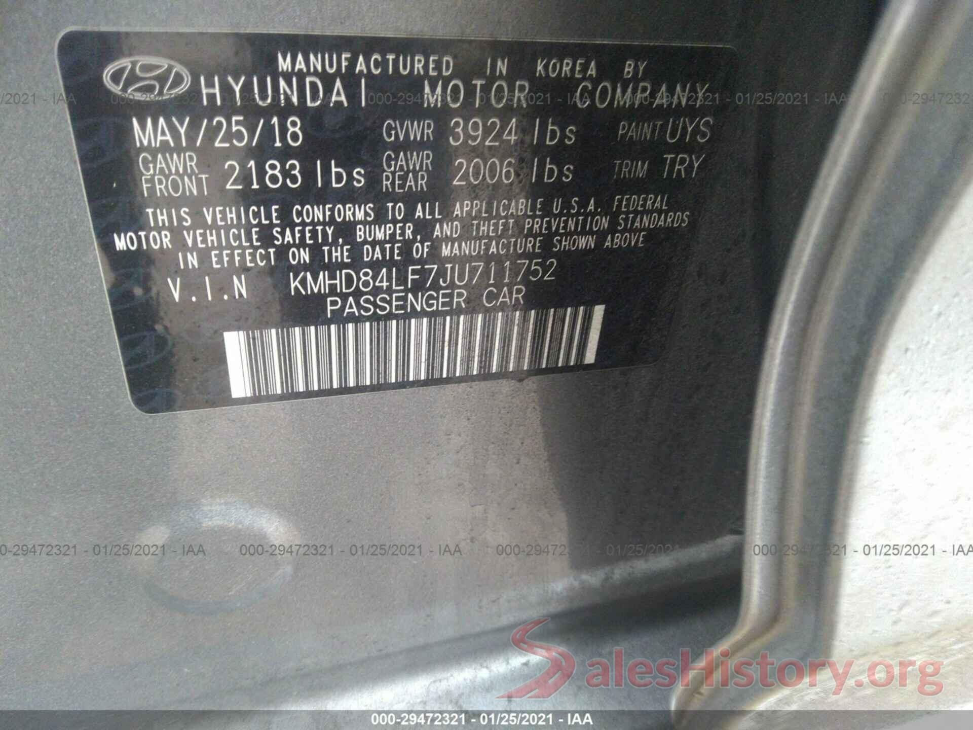 KMHD84LF7JU711752 2018 HYUNDAI ELANTRA