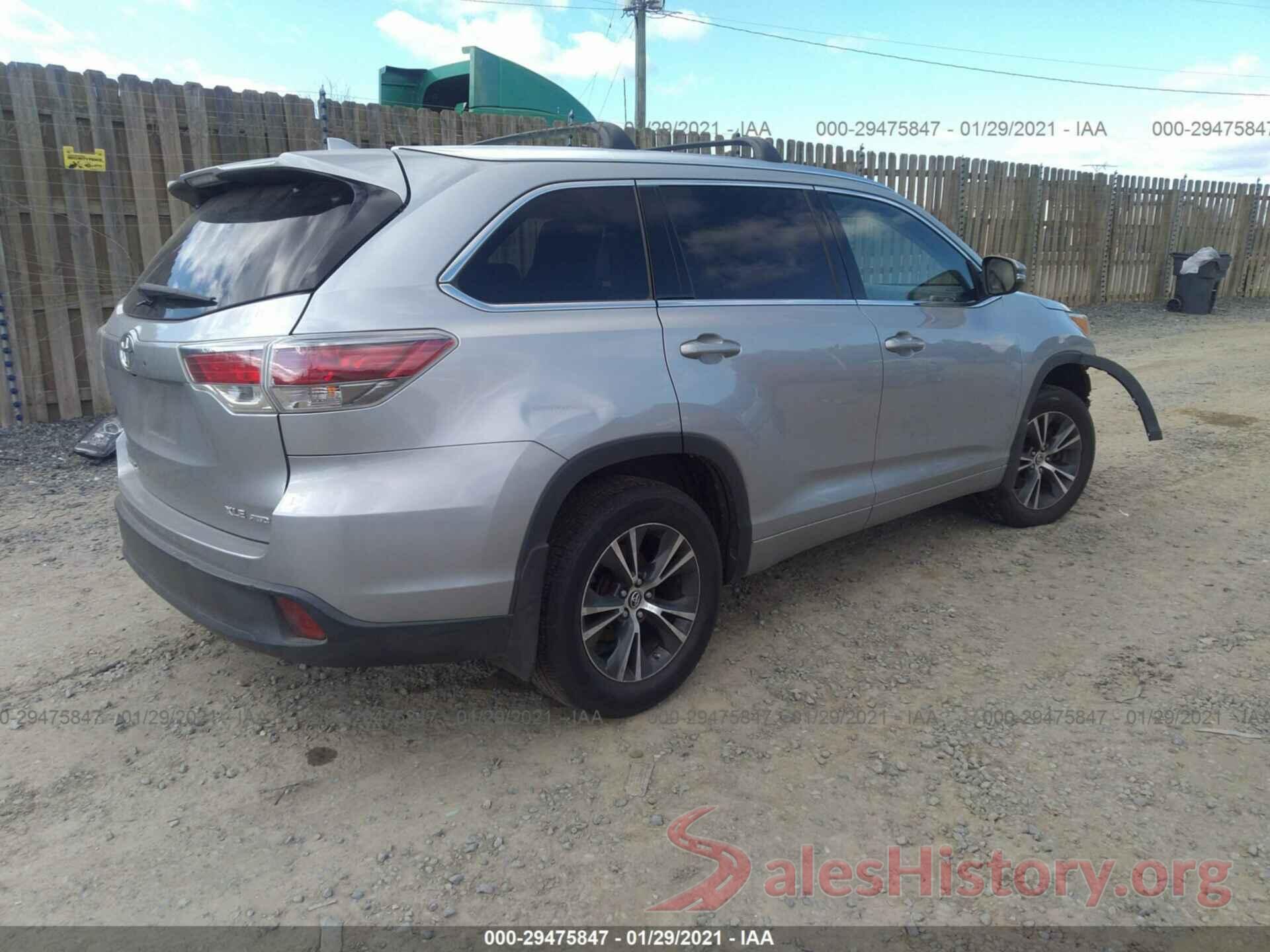 5TDJKRFH6GS251273 2016 TOYOTA HIGHLANDER