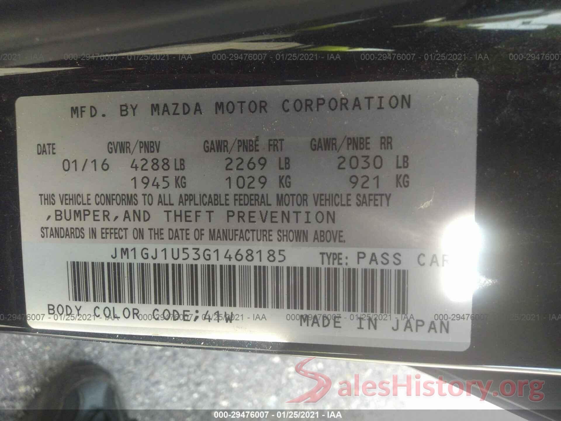 JM1GJ1U53G1468185 2016 MAZDA MAZDA6