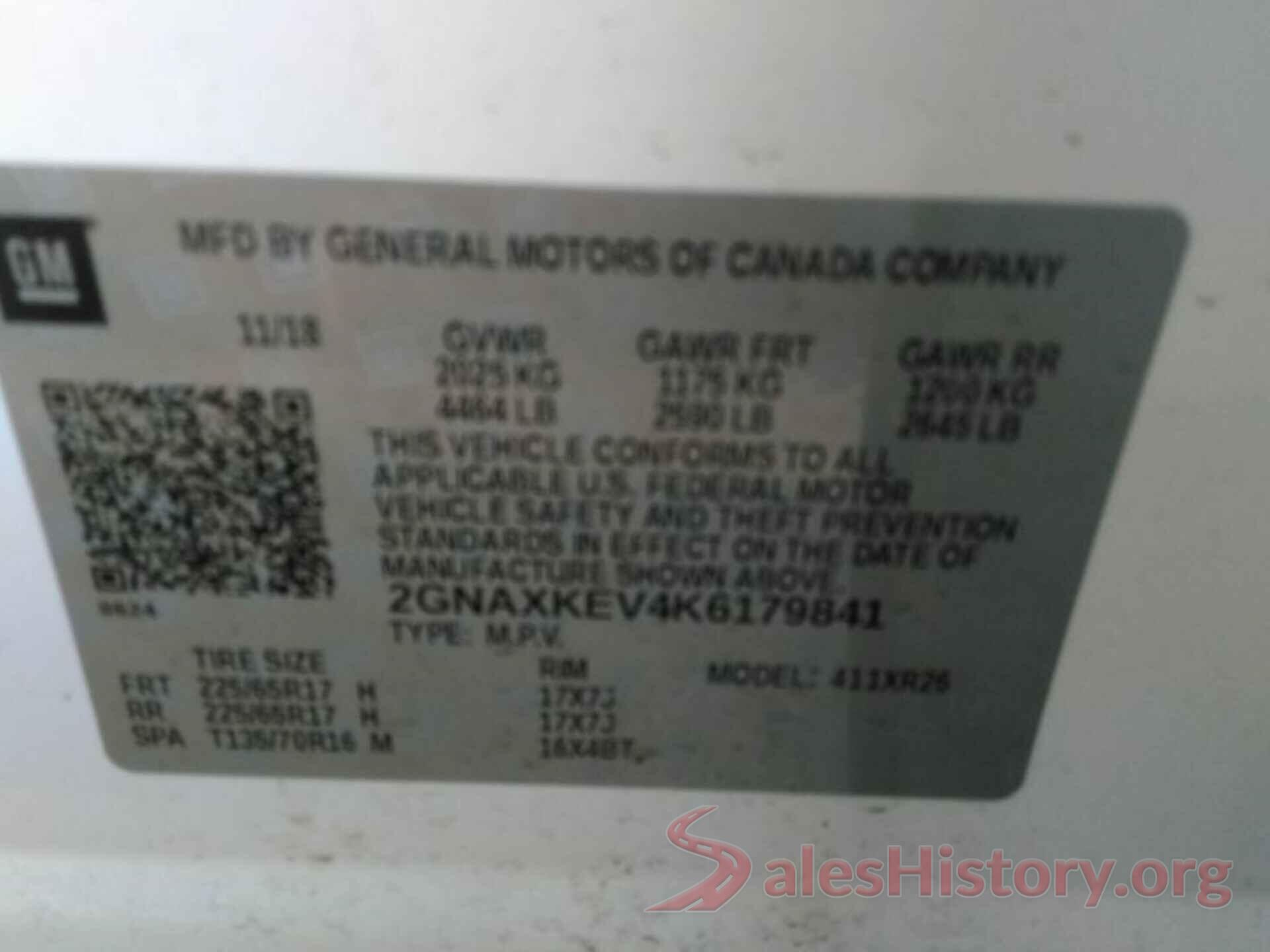 2GNAXKEV4K6179841 2019 CHEVROLET EQUINOX