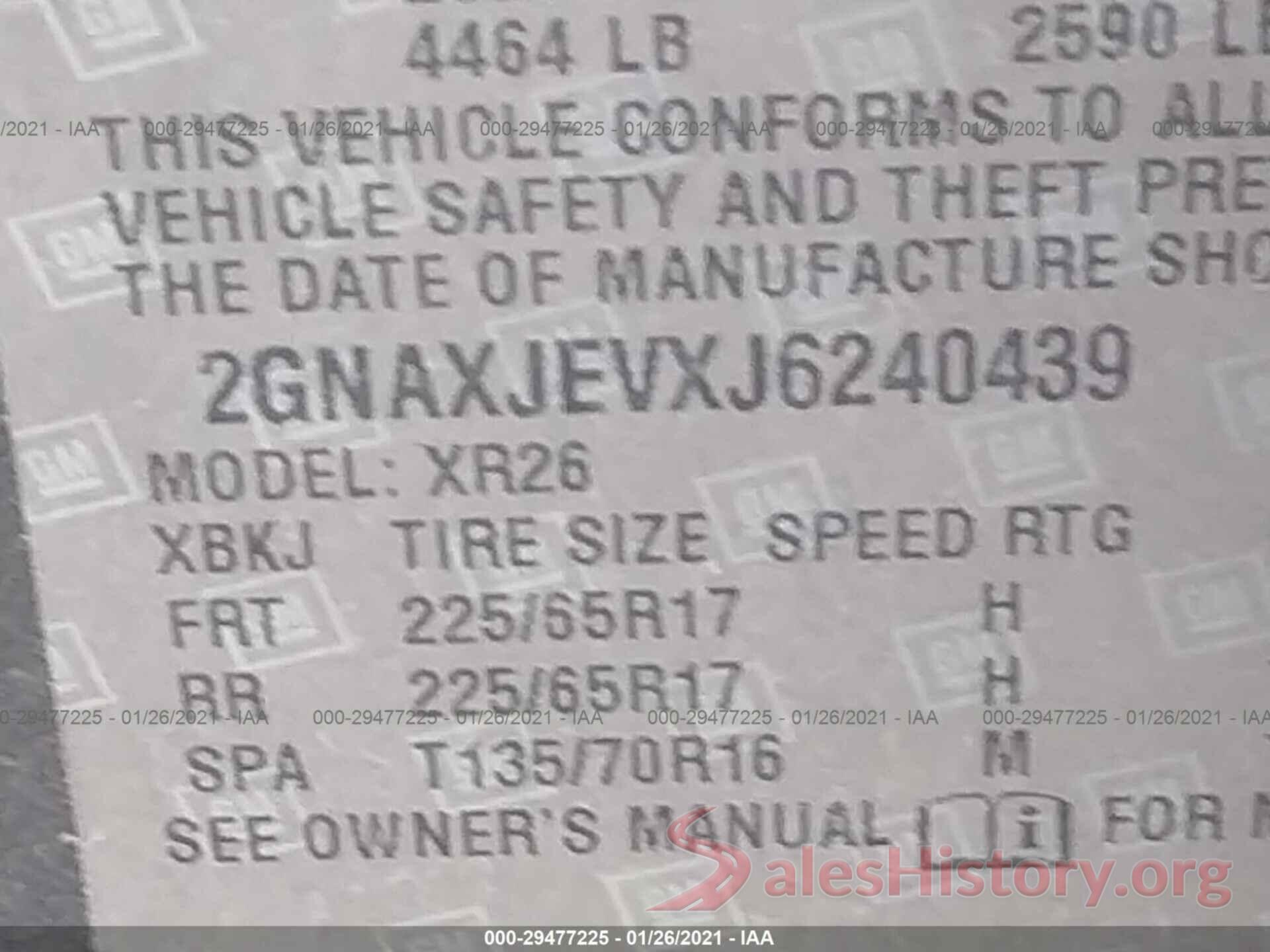 2GNAXJEVXJ6240439 2018 CHEVROLET EQUINOX