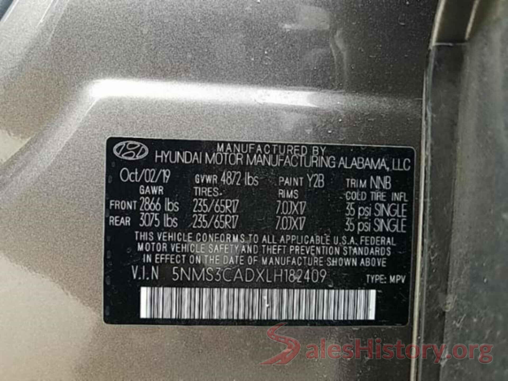 5NMS3CADXLH182409 2020 HYUNDAI SANTA FE