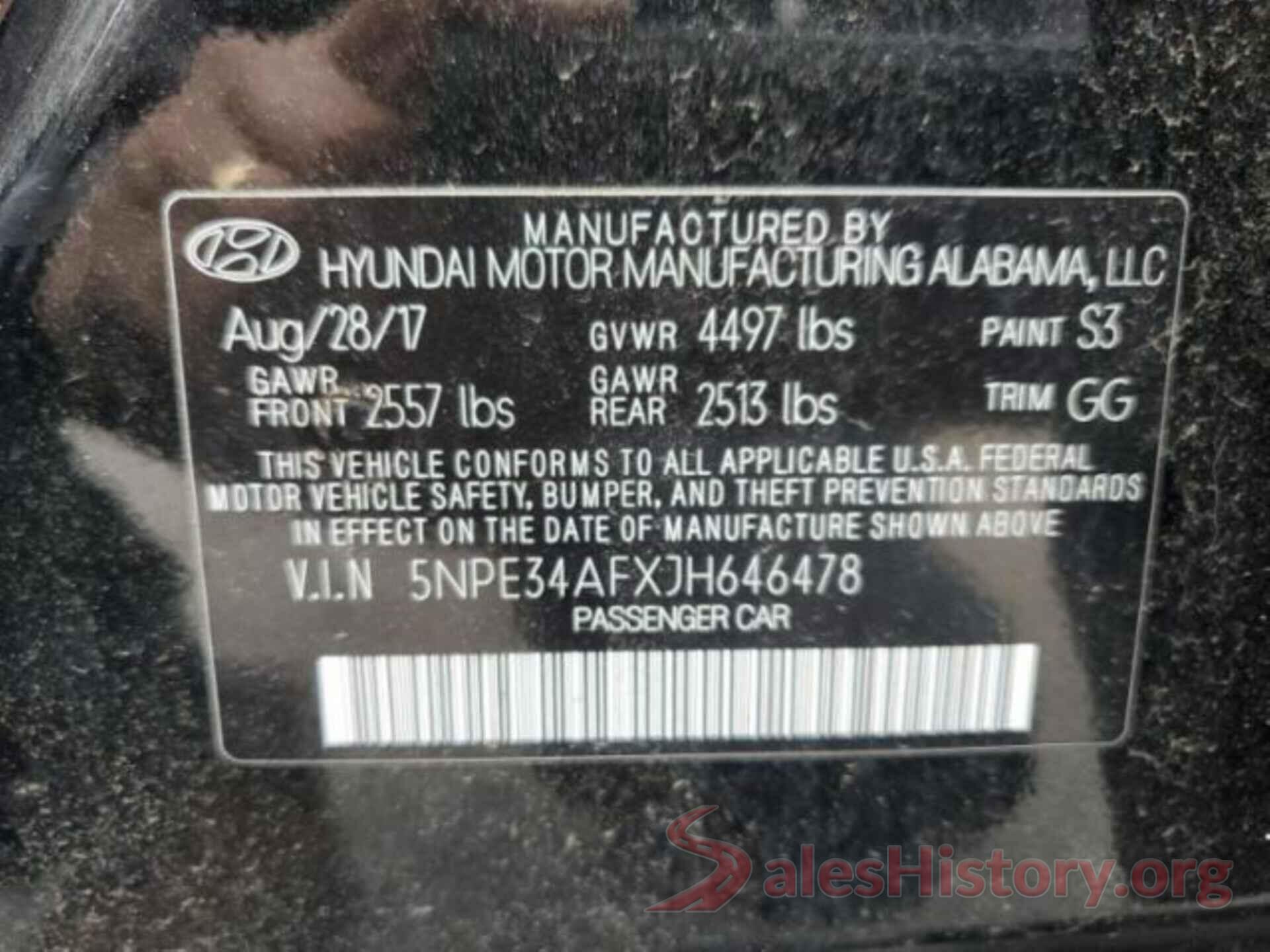 5NPE34AFXJH646478 2018 HYUNDAI SONATA