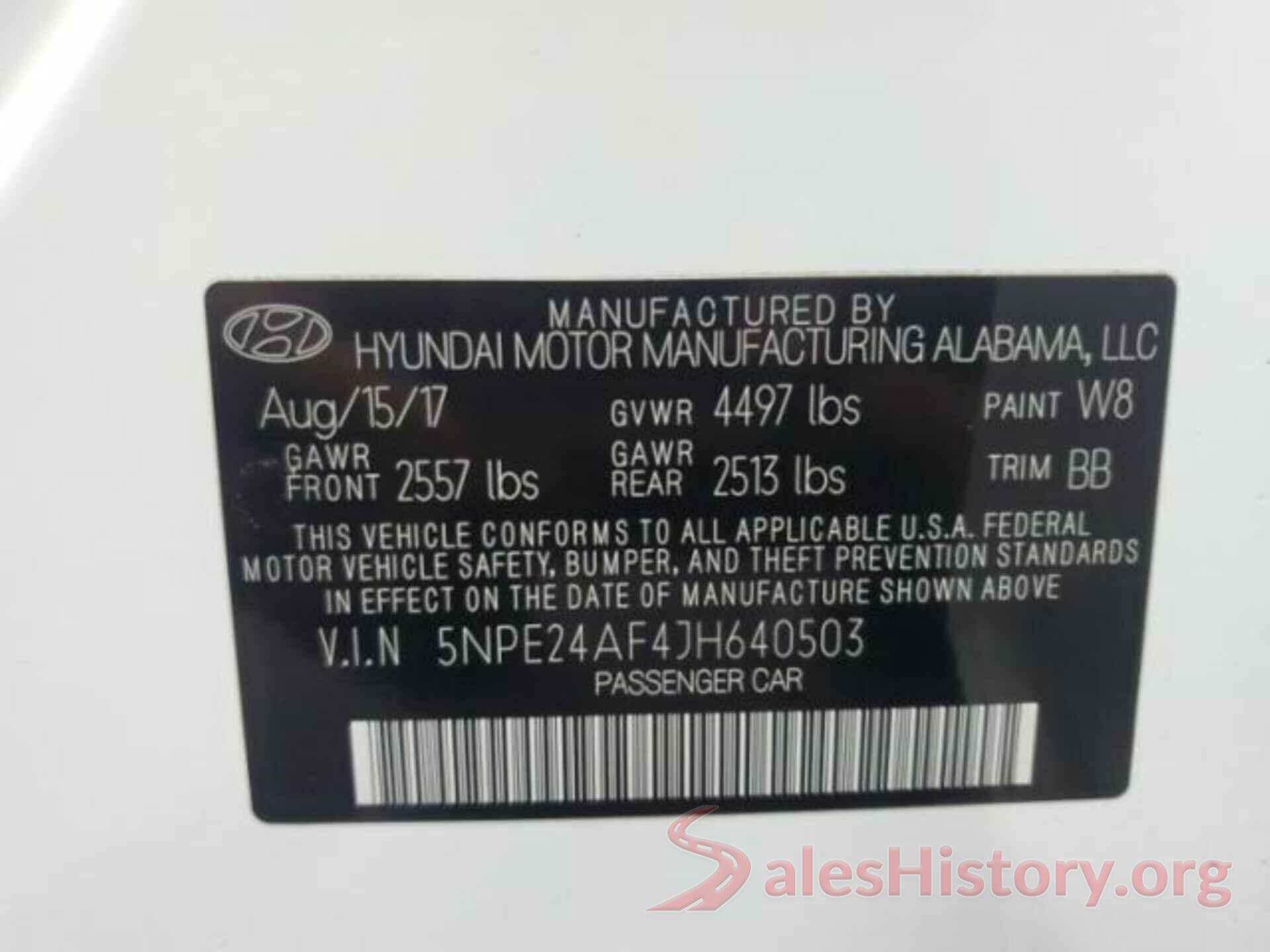 5NPE24AF4JH640503 2018 HYUNDAI SONATA