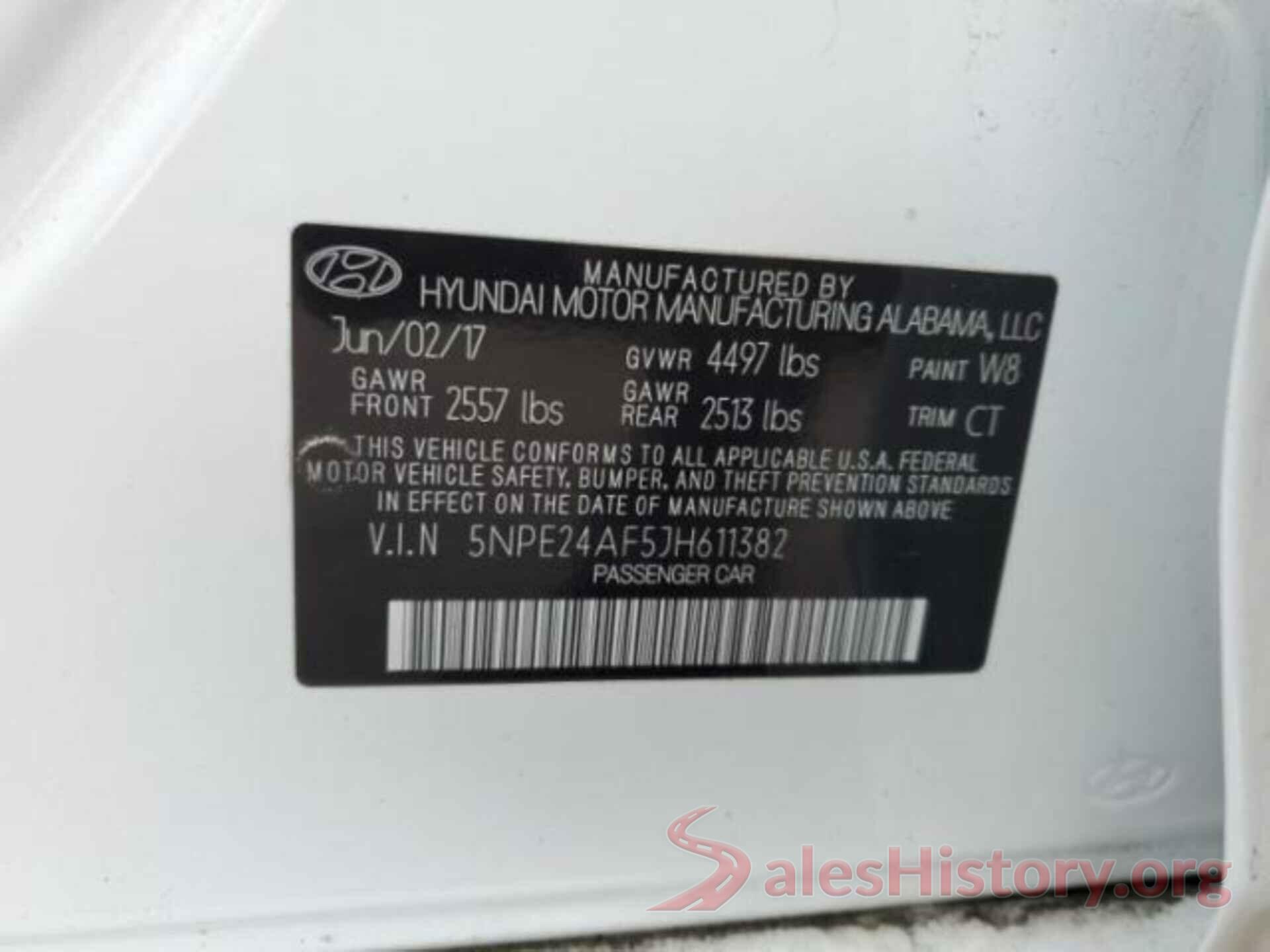 5NPE24AF5JH611382 2018 HYUNDAI SONATA