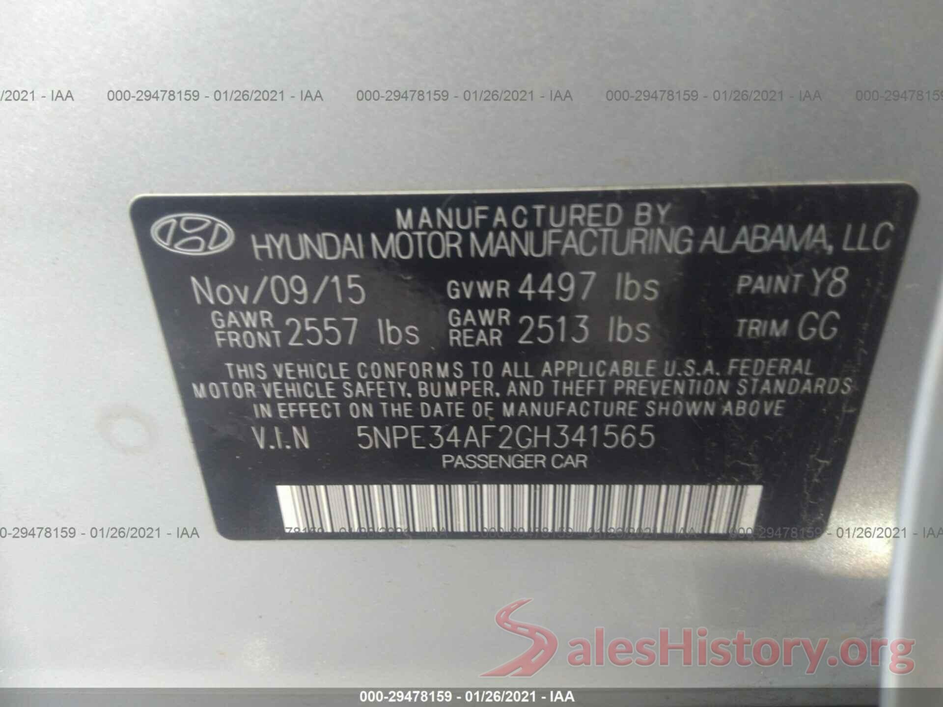 5NPE34AF2GH341565 2016 HYUNDAI SONATA