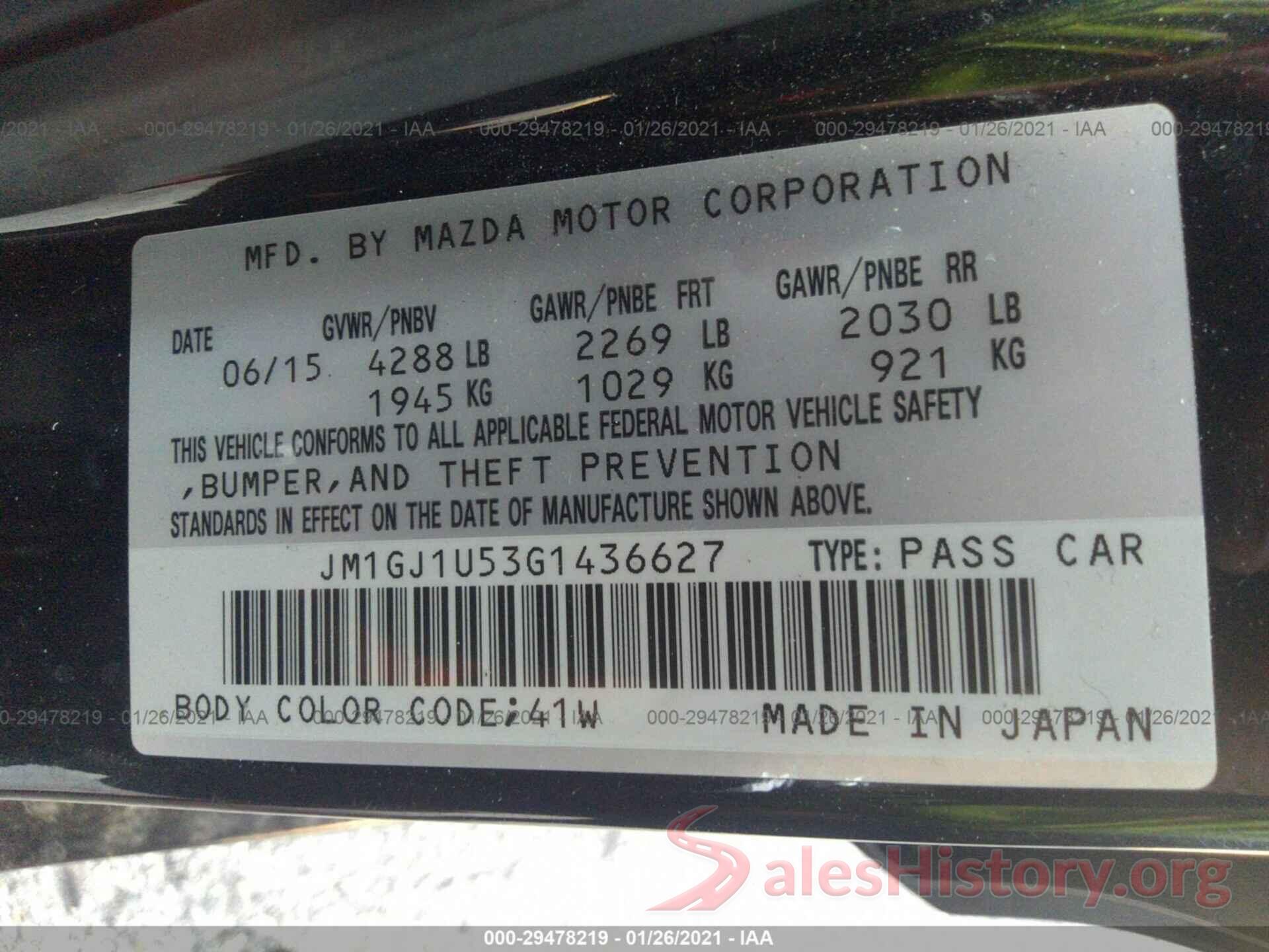 JM1GJ1U53G1436627 2016 MAZDA MAZDA6