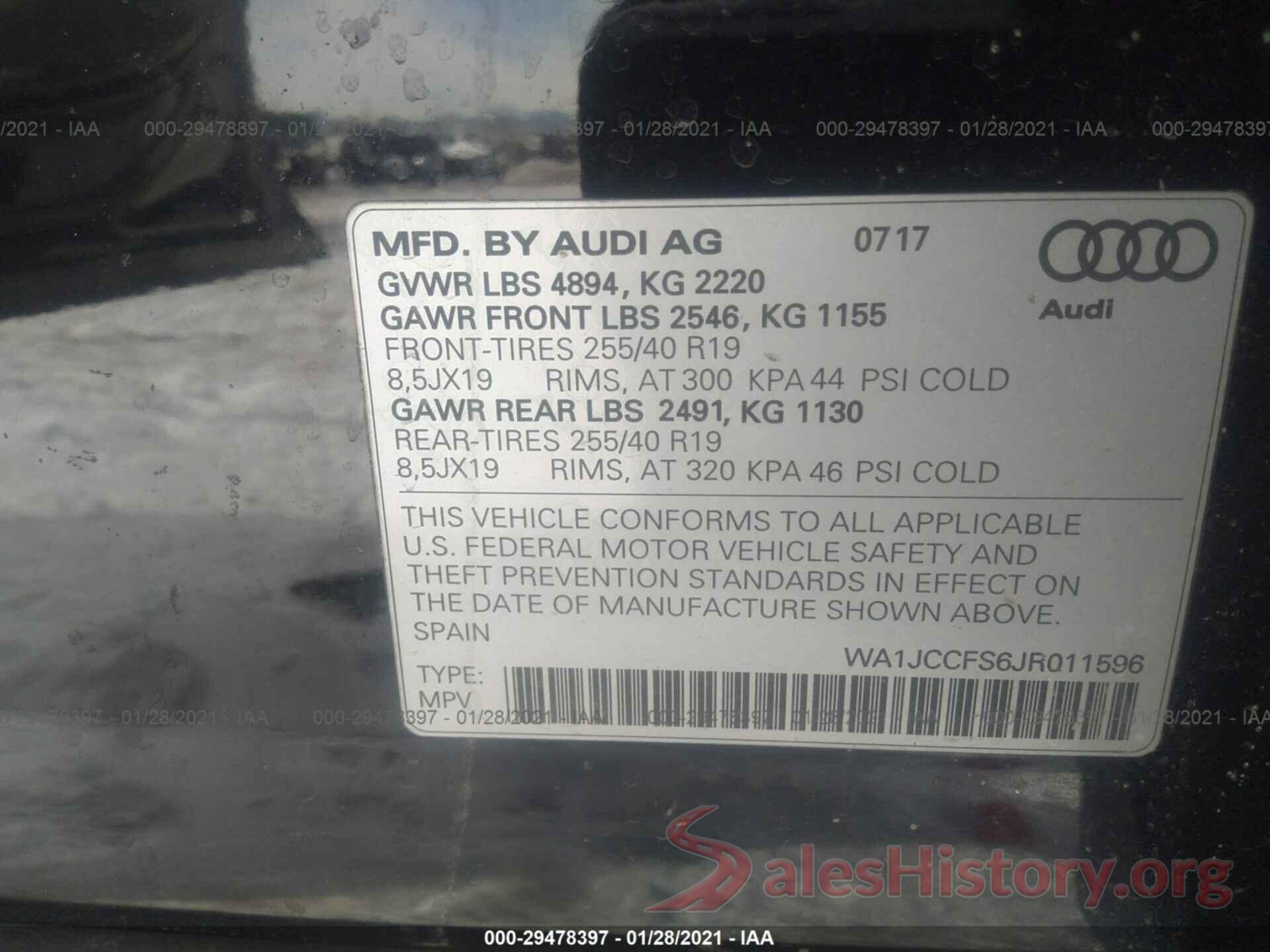 WA1JCCFS6JR011596 2018 AUDI Q3