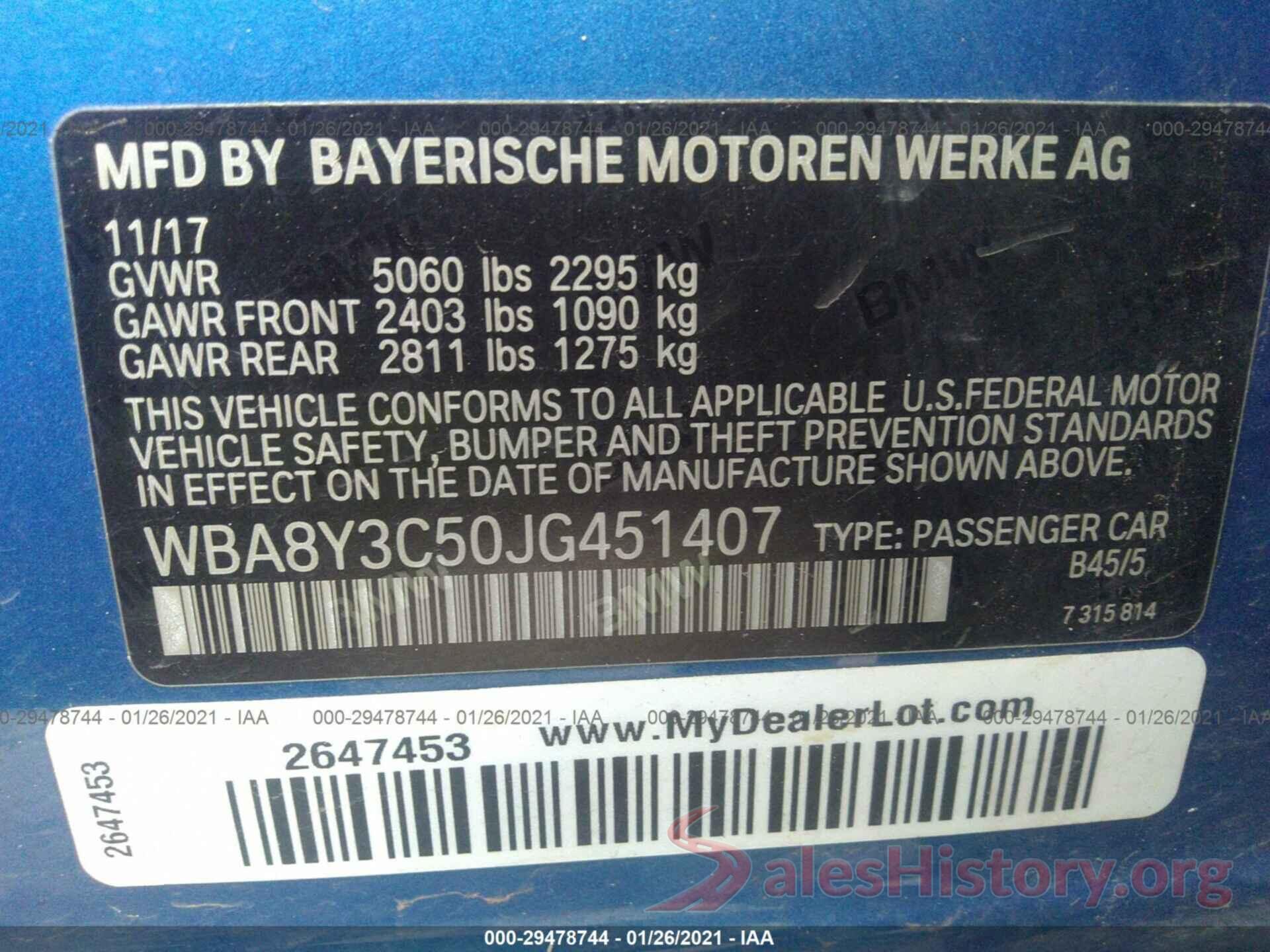 WBA8Y3C50JG451407 2018 BMW 3 SERIES