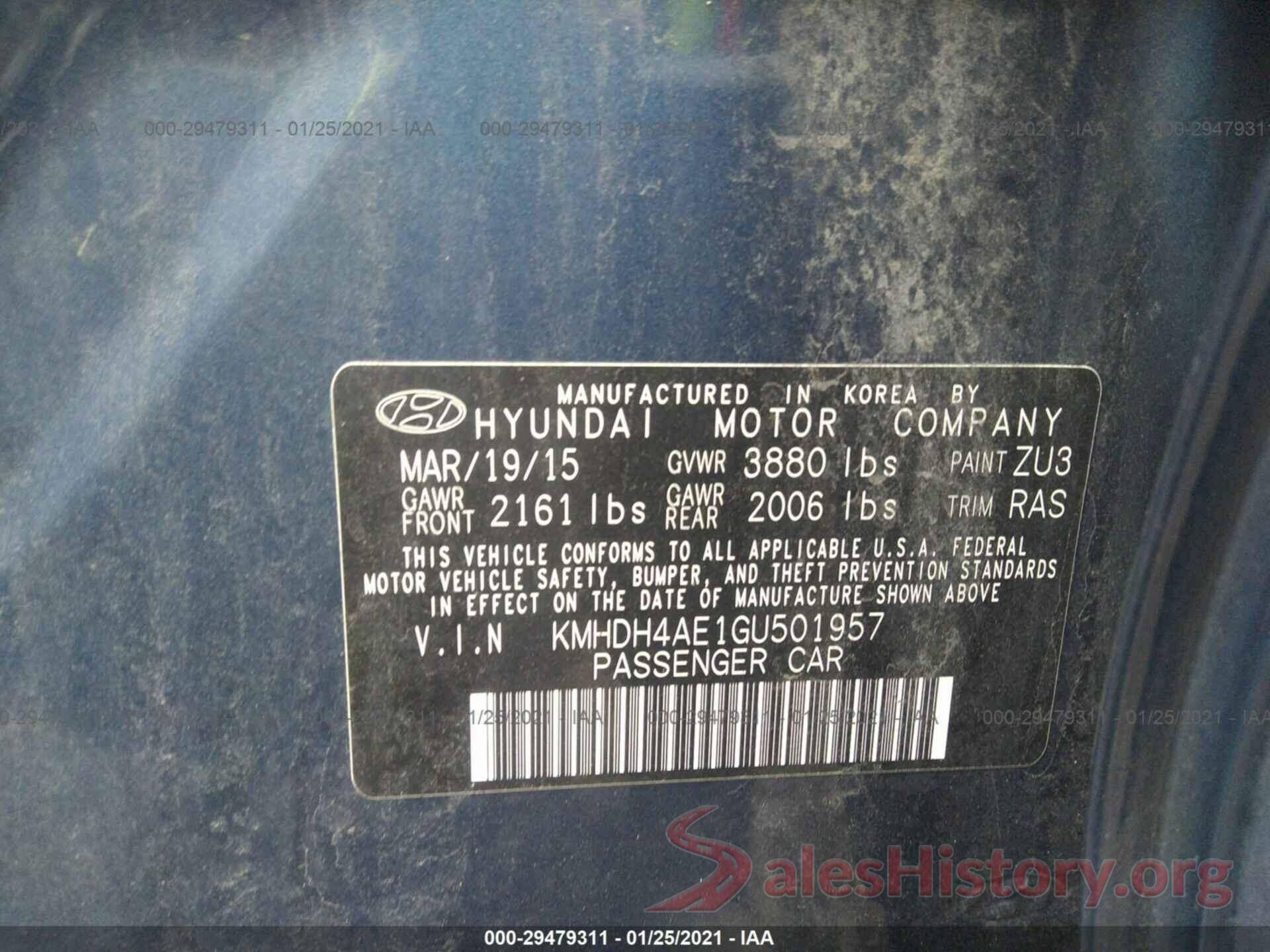 KMHDH4AE1GU501957 2016 HYUNDAI ELANTRA