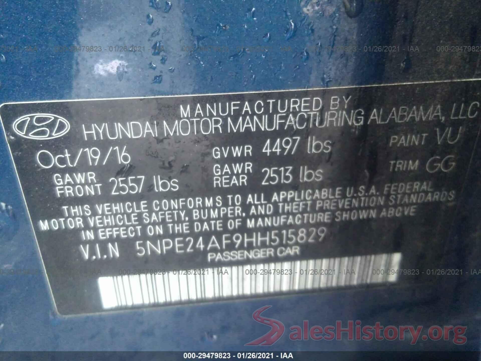 5NPE24AF9HH515829 2017 HYUNDAI SONATA