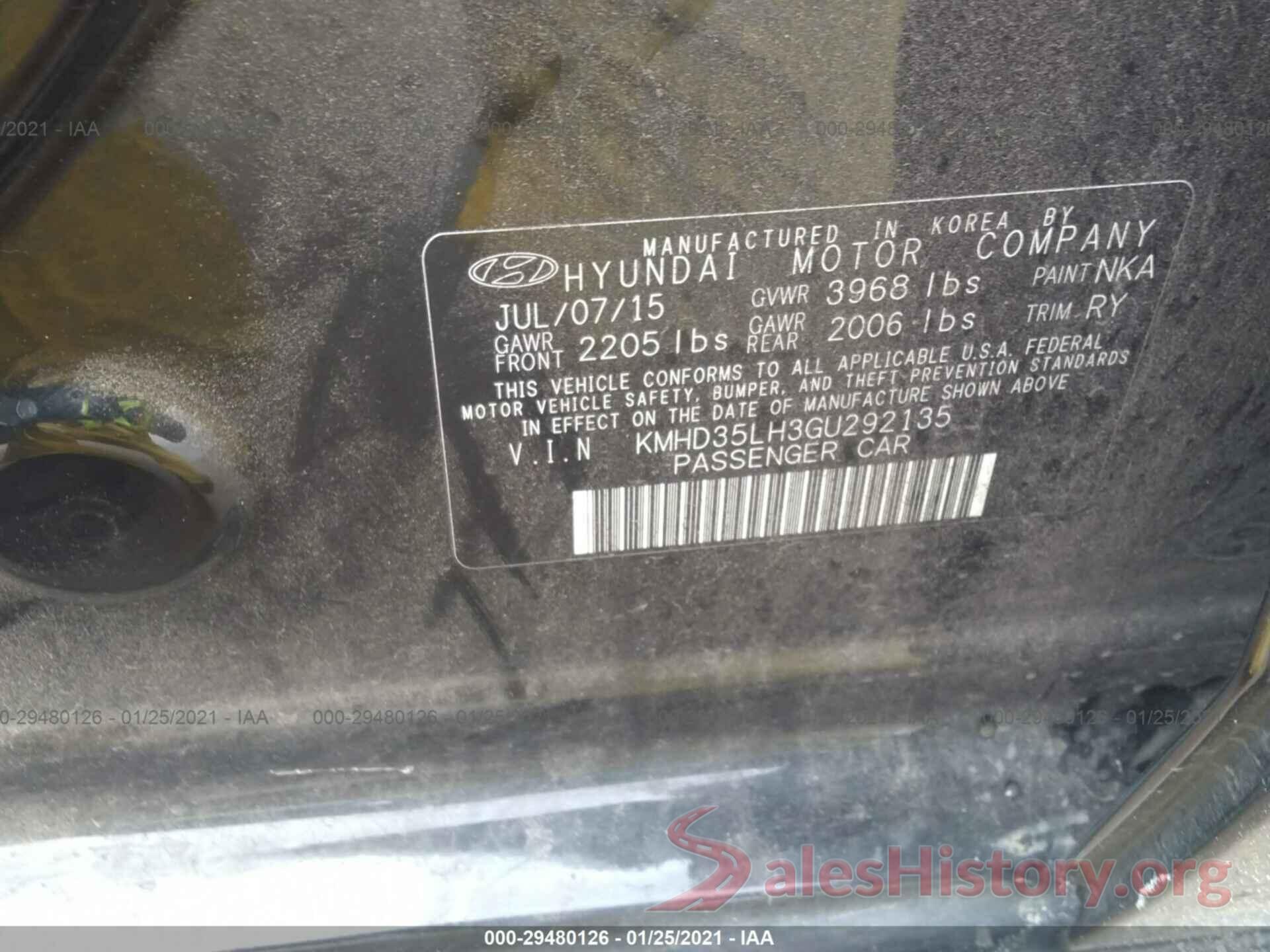 KMHD35LH3GU292135 2016 HYUNDAI ELANTRA GT