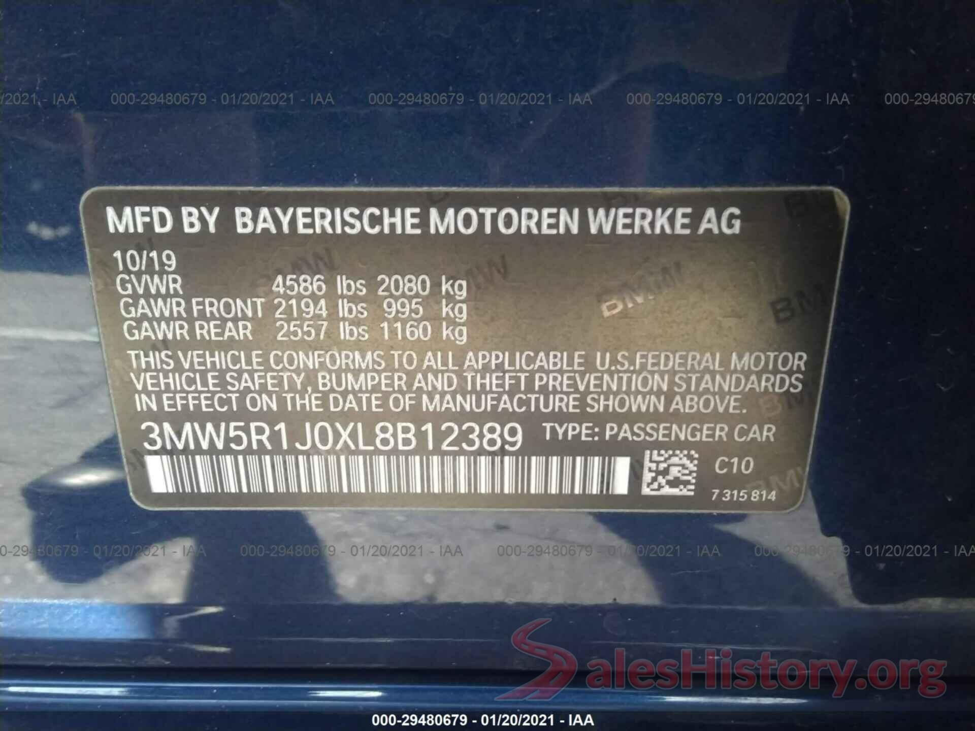 3MW5R1J0XL8B12389 2020 BMW 3 SERIES