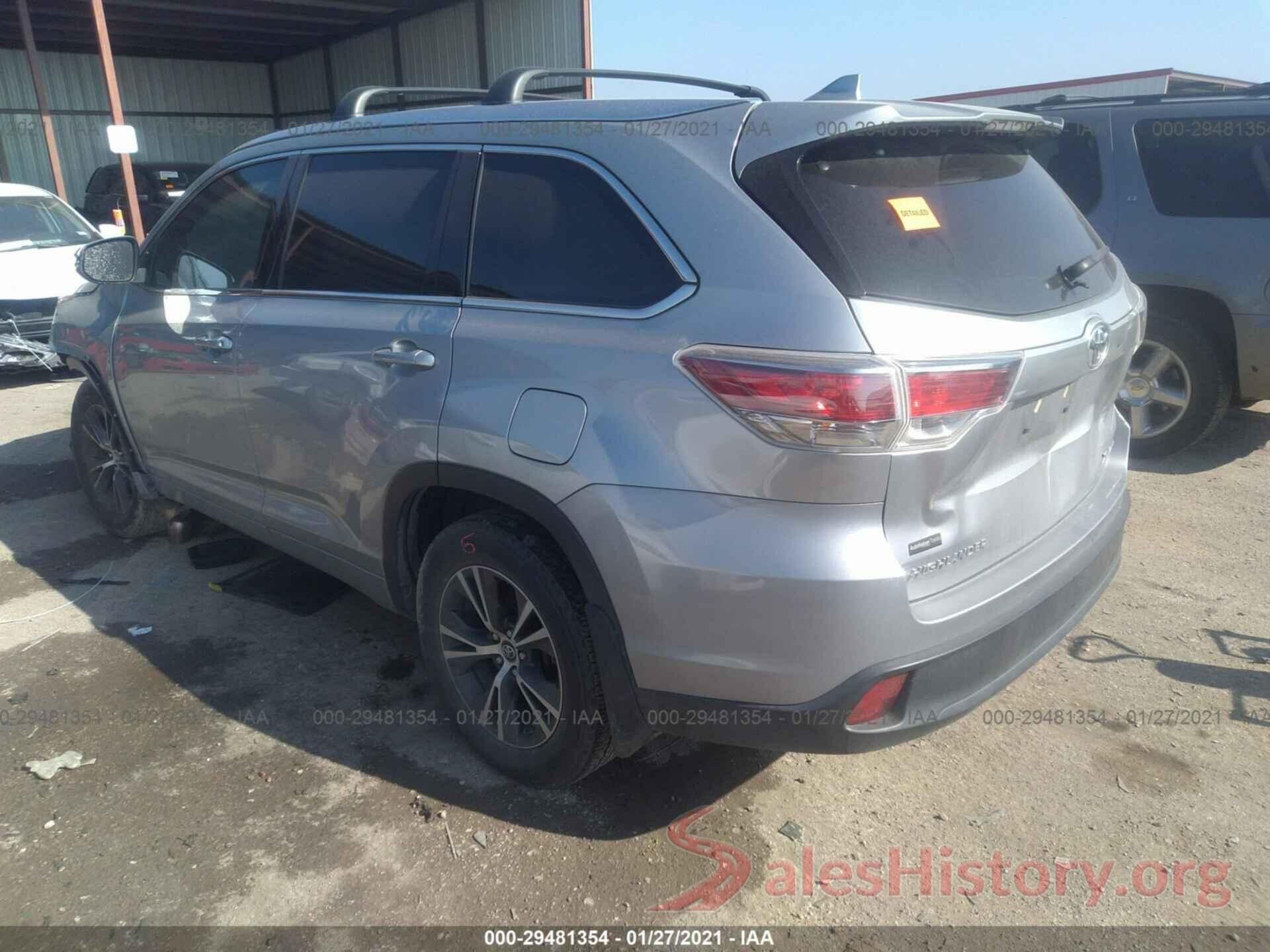 5TDJKRFH8GS319122 2016 TOYOTA HIGHLANDER