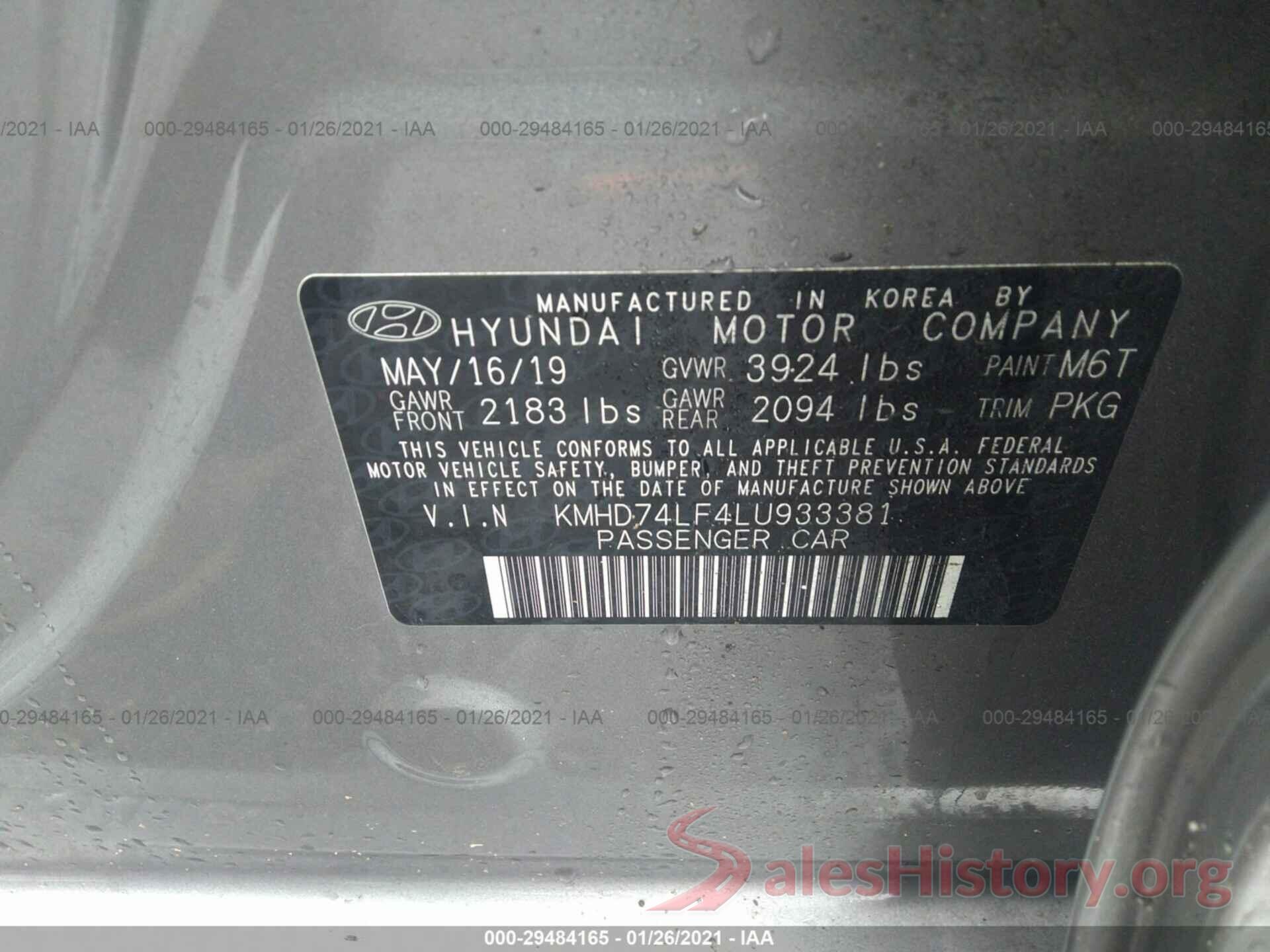 KMHD74LF4LU933381 2020 HYUNDAI ELANTRA