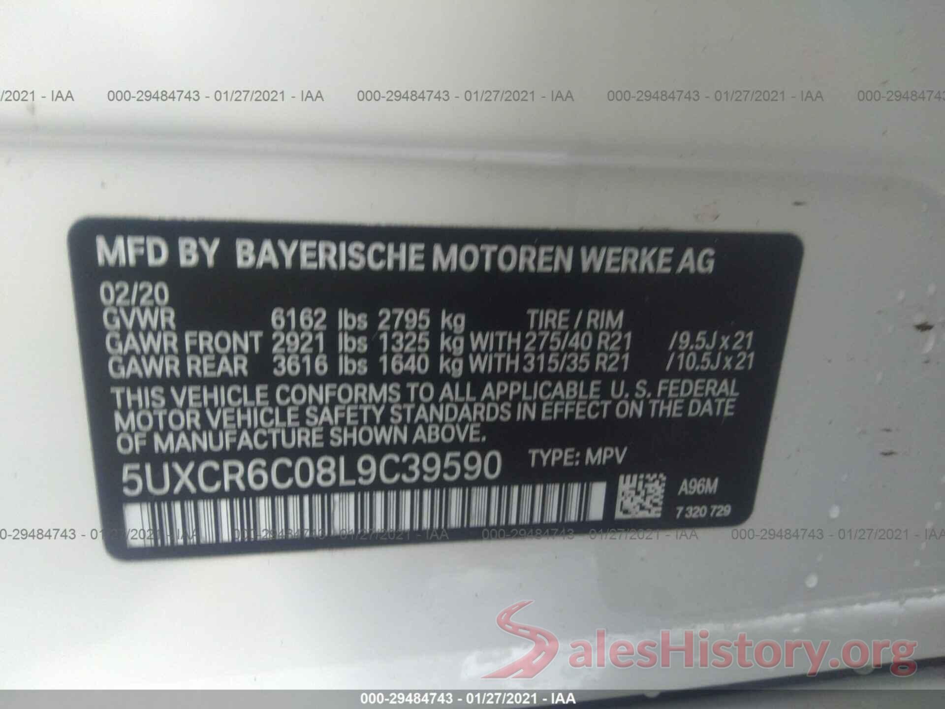 5UXCR6C08L9C39590 2020 BMW X5