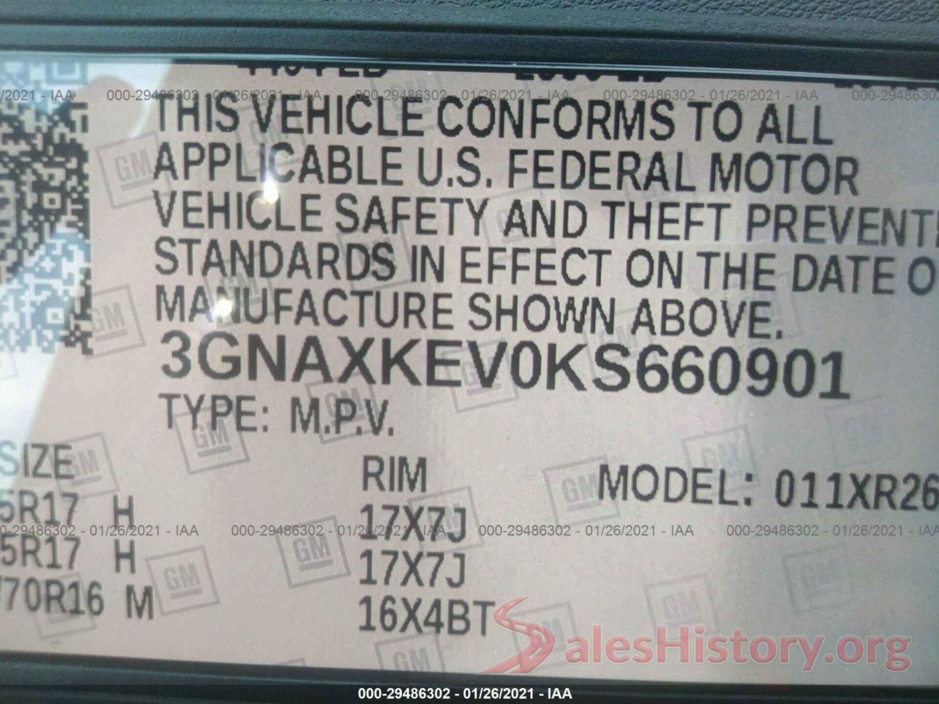 3GNAXKEV0KS660901 2019 CHEVROLET EQUINOX