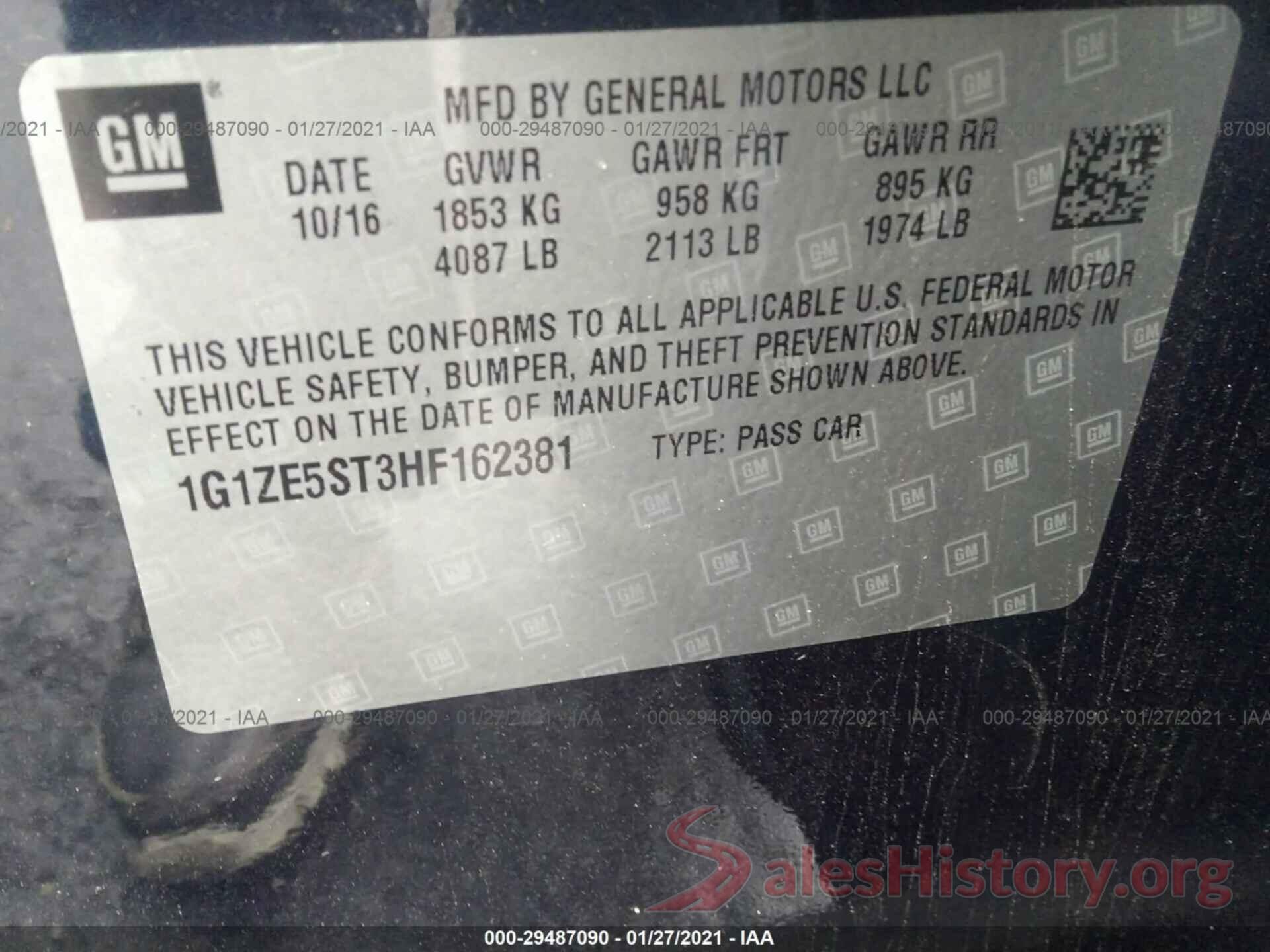 1G1ZE5ST3HF162381 2017 CHEVROLET MALIBU