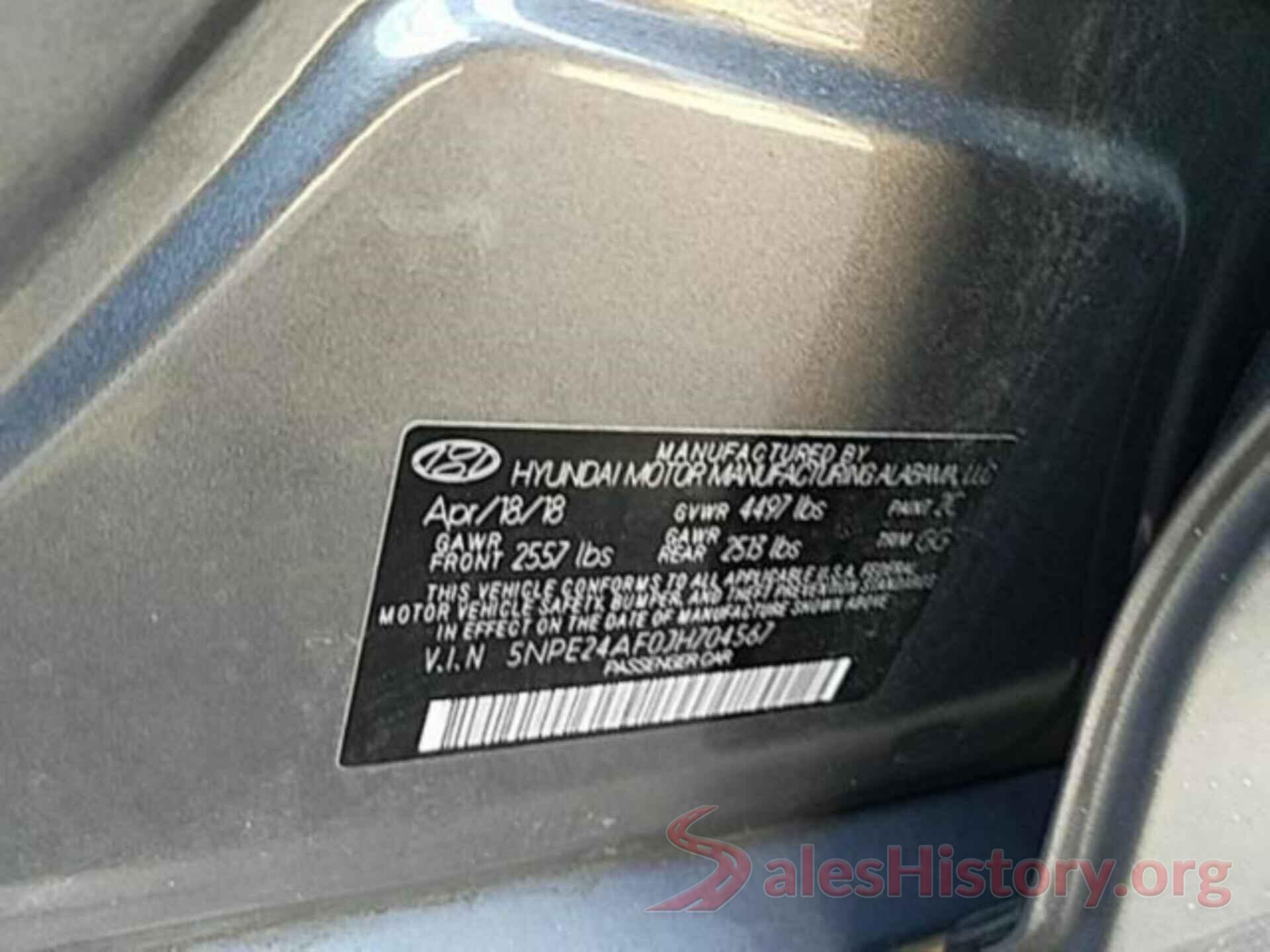 5NPE24AF0JH704567 2018 HYUNDAI SONATA