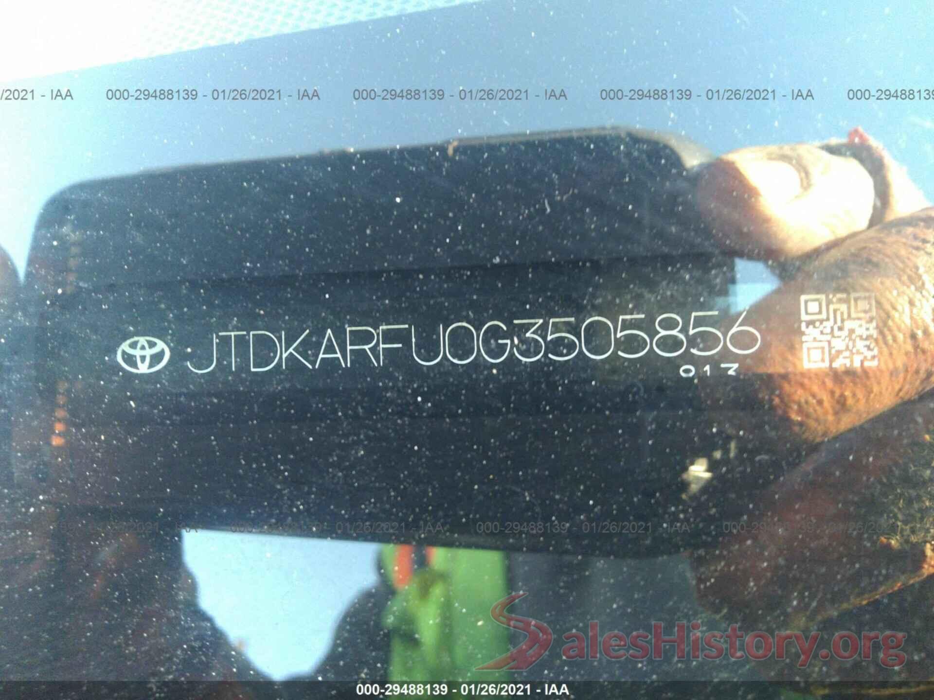 JTDKARFU0G3505856 2016 TOYOTA PRIUS