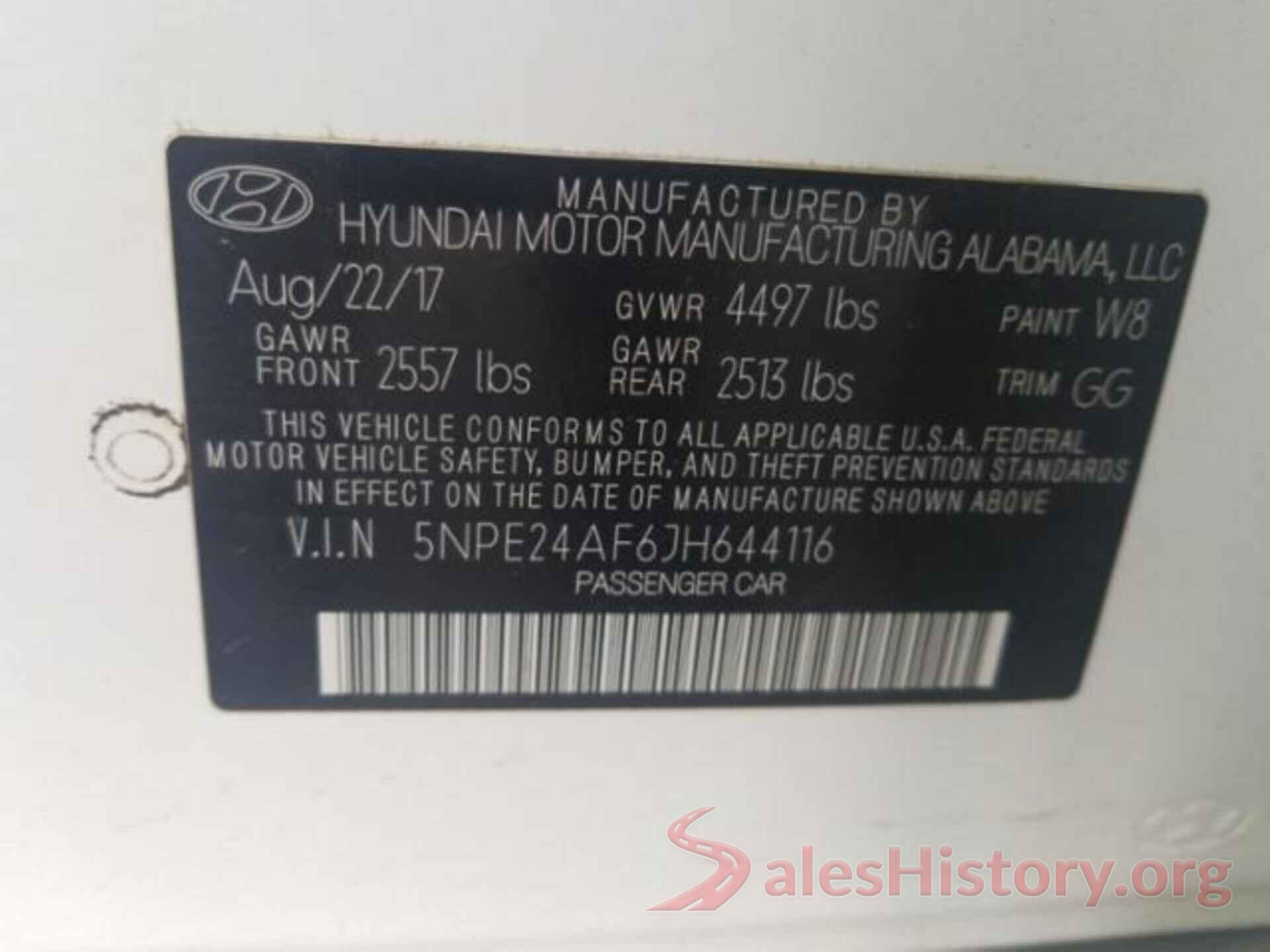 5NPE24AF6JH644116 2018 HYUNDAI SONATA