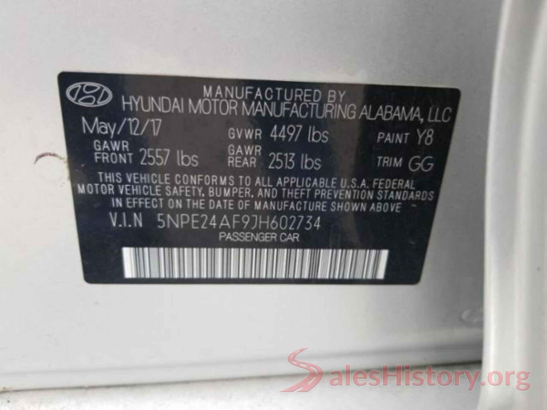 5NPE24AF9JH602734 2018 HYUNDAI SONATA