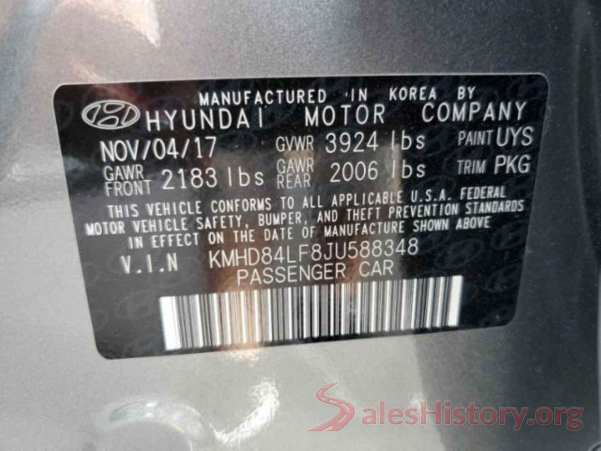 KMHD84LF8JU588348 2018 HYUNDAI ELANTRA