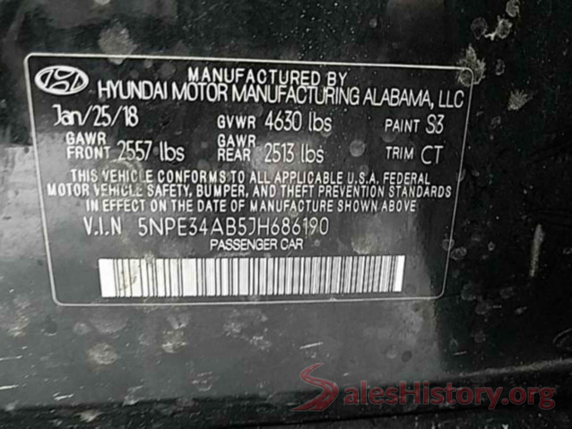 5NPE34AB5JH686190 2018 HYUNDAI SONATA