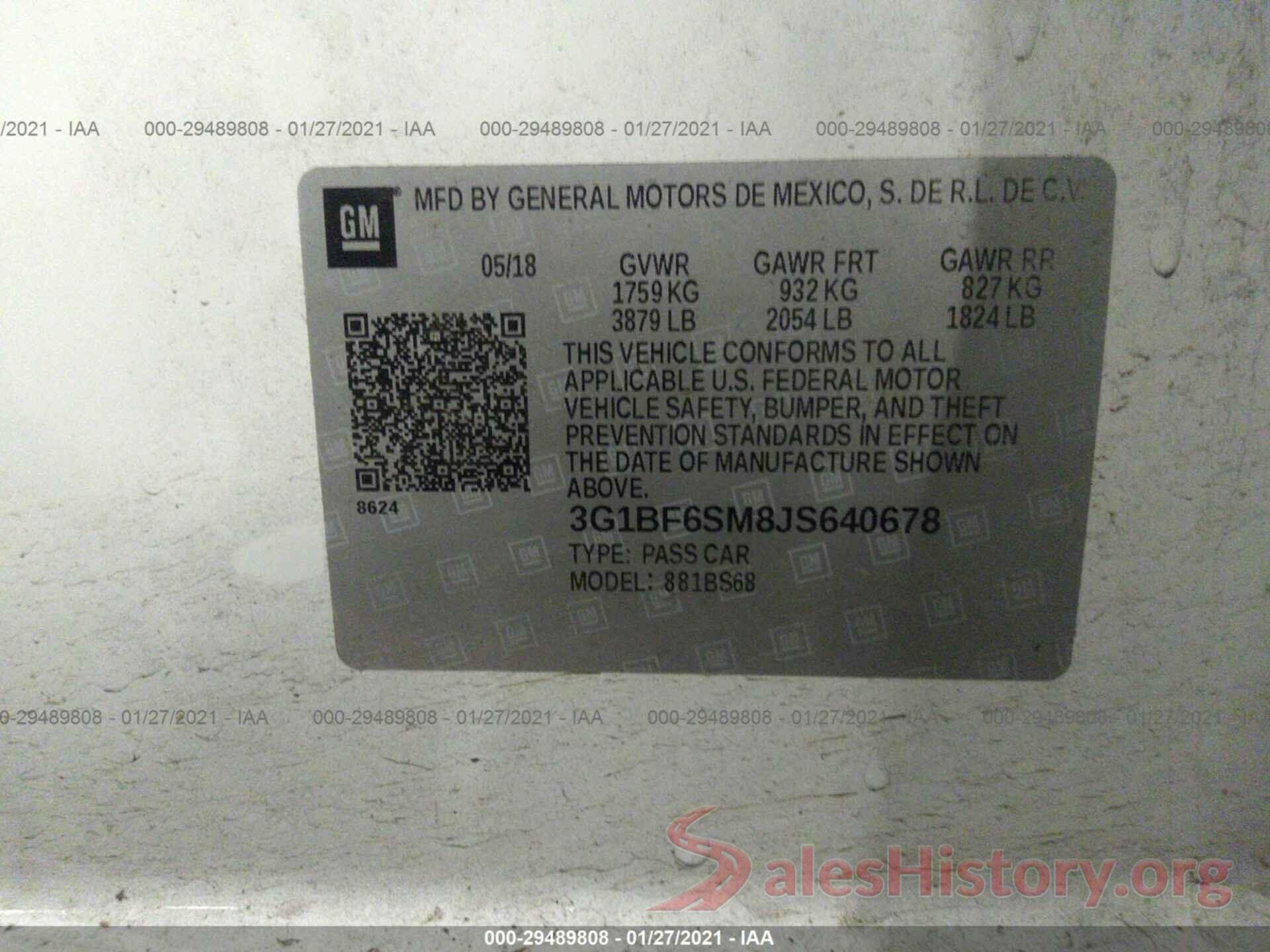 3G1BF6SM8JS640678 2018 CHEVROLET CRUZE