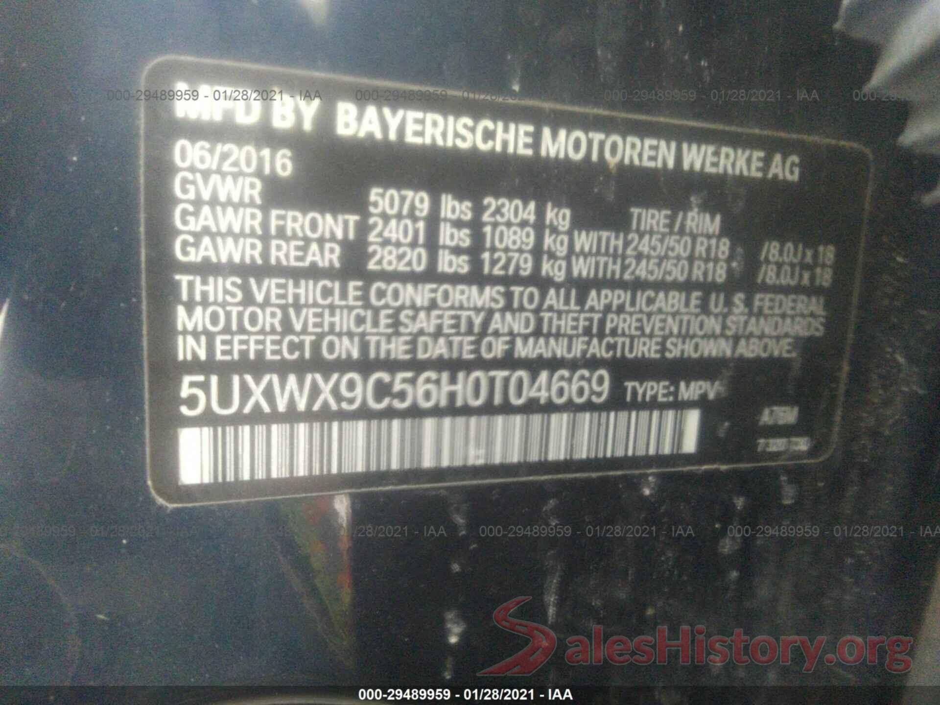 5UXWX9C56H0T04669 2017 BMW X3