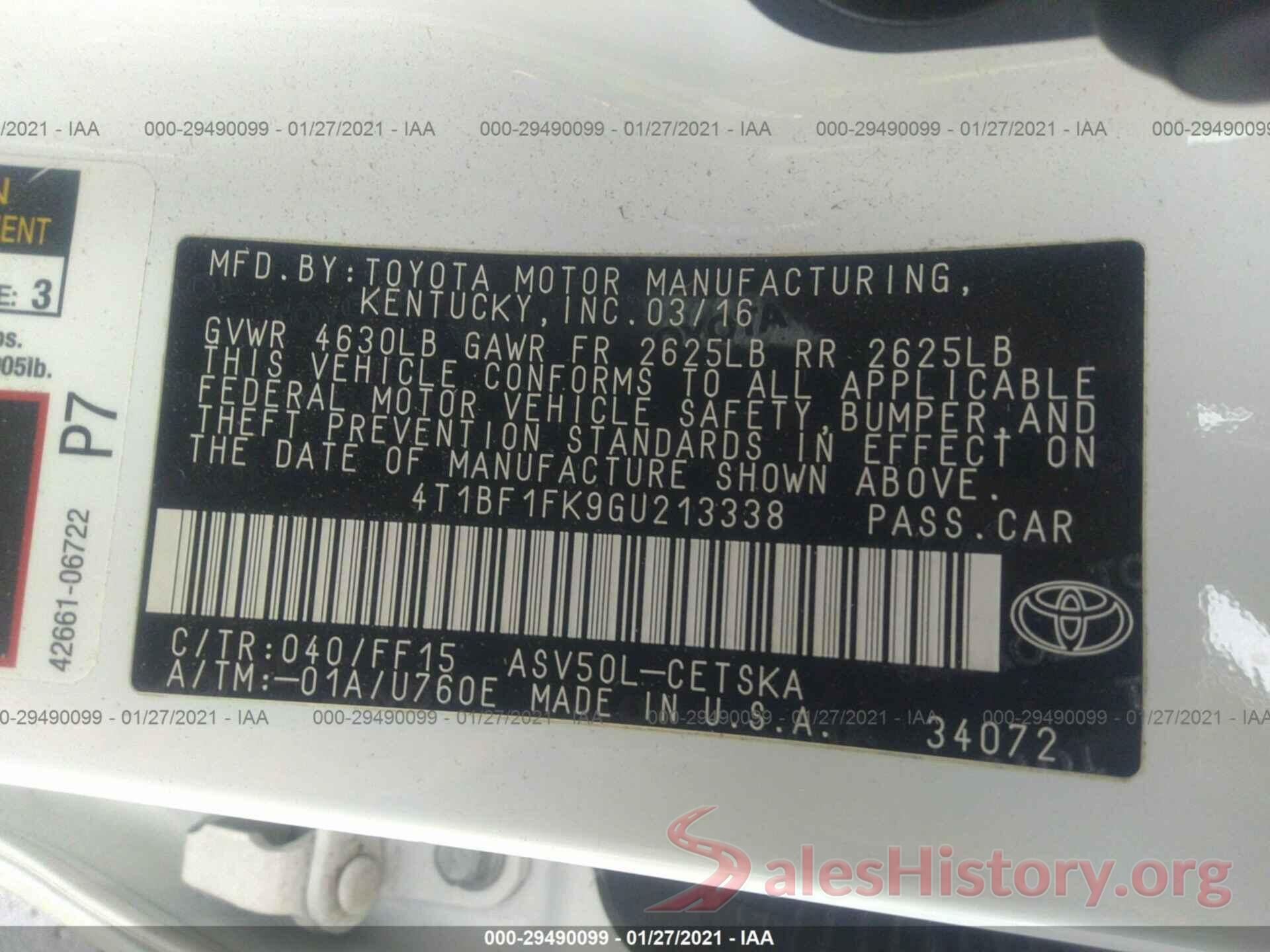 4T1BF1FK9GU213338 2016 TOYOTA CAMRY