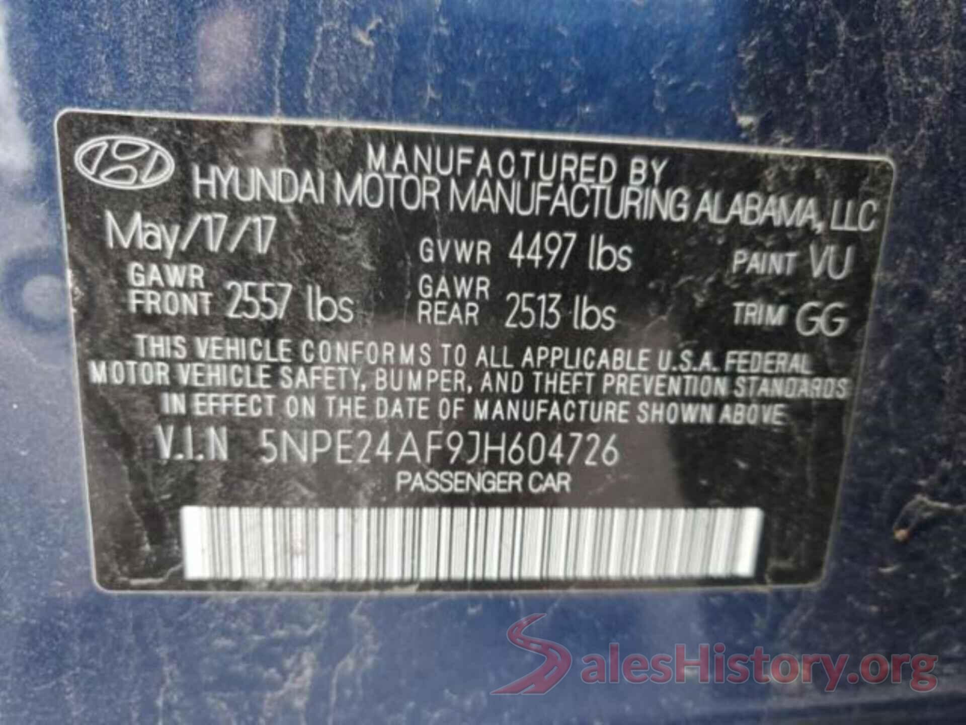 5NPE24AF9JH604726 2018 HYUNDAI SONATA