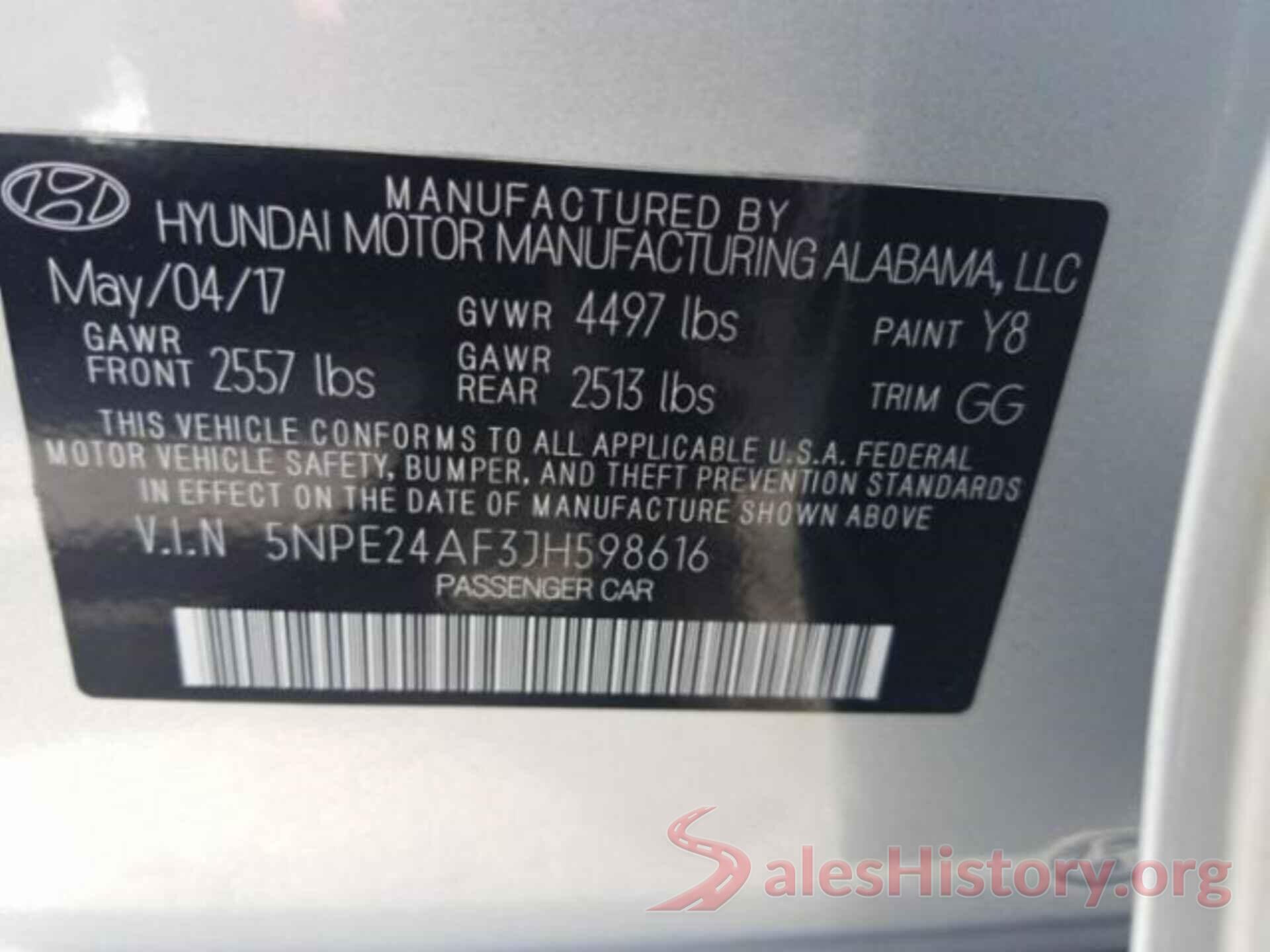 5NPE24AF3JH598616 2018 HYUNDAI SONATA